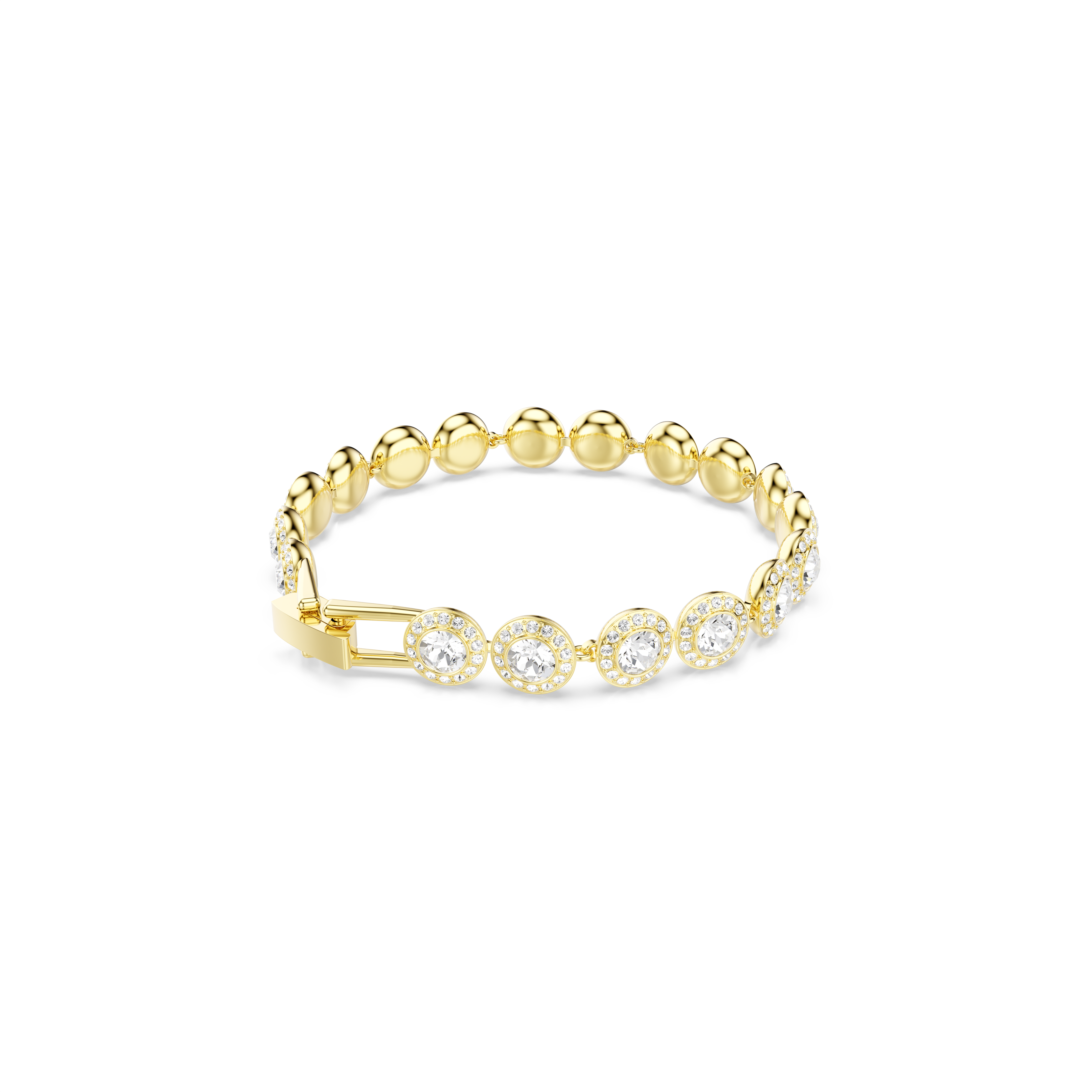 Swarovski Una Angelic bracelet, Round cut, Pavé, Medium, White, Gold-tone plated 5505469