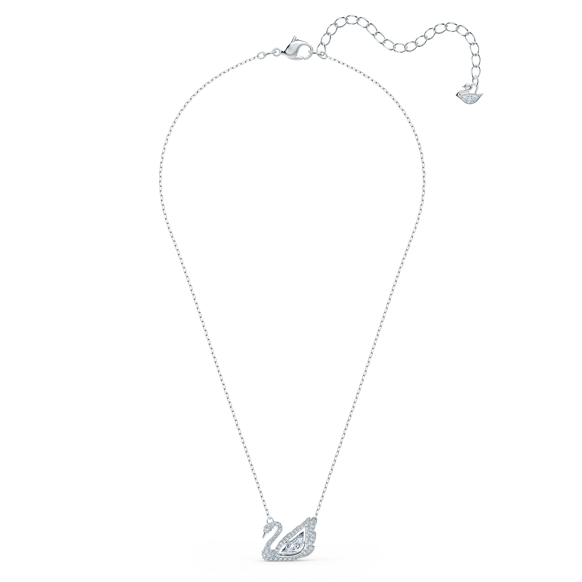Swarovski Swan necklace, Dancing swan, White, Rhodium plated 5514421
