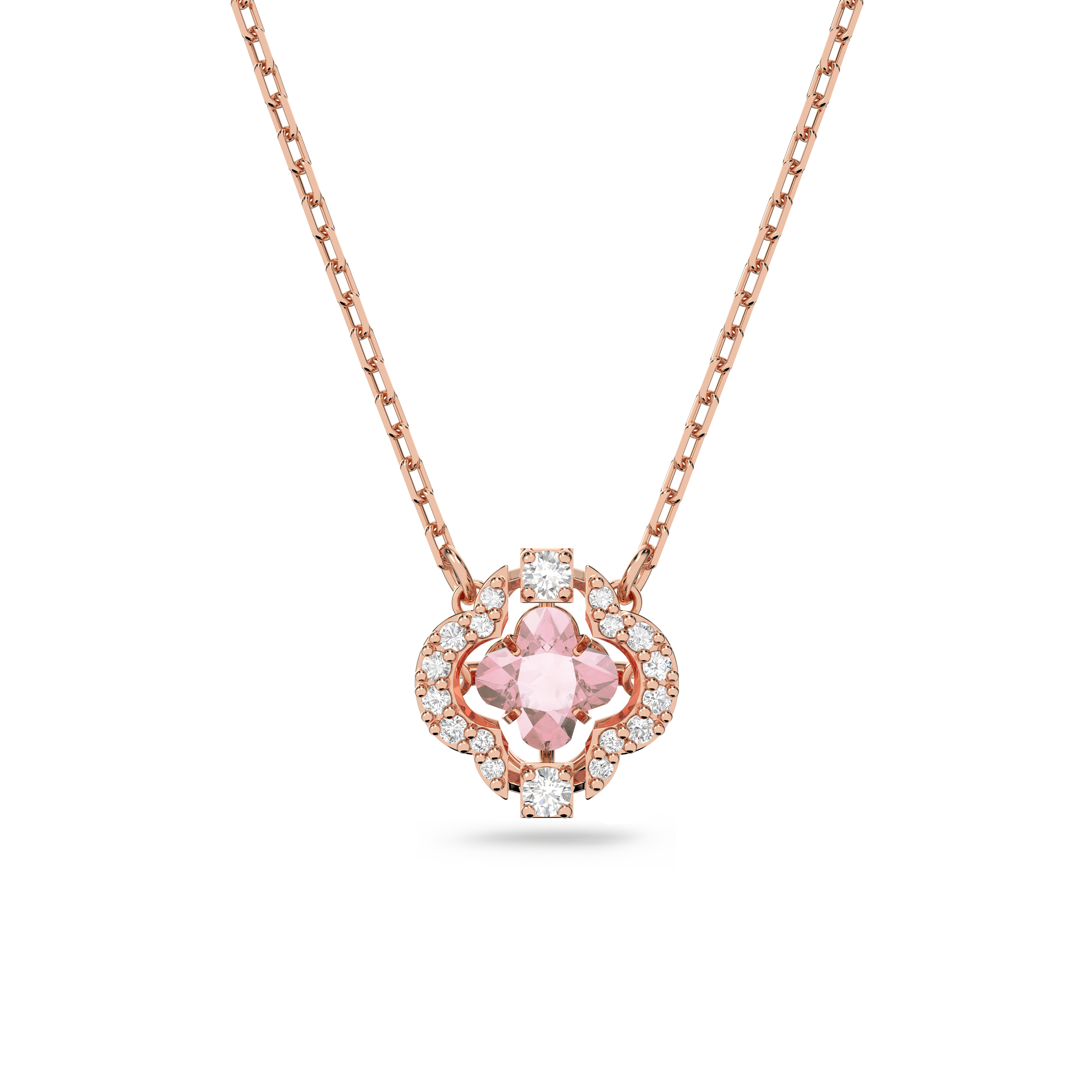 SWAROVSKI SWAROVSKI SPARKLING DANCE NECKLACE, CLOVER, PINK, ROSE GOLD-TONE PLATED 5514488