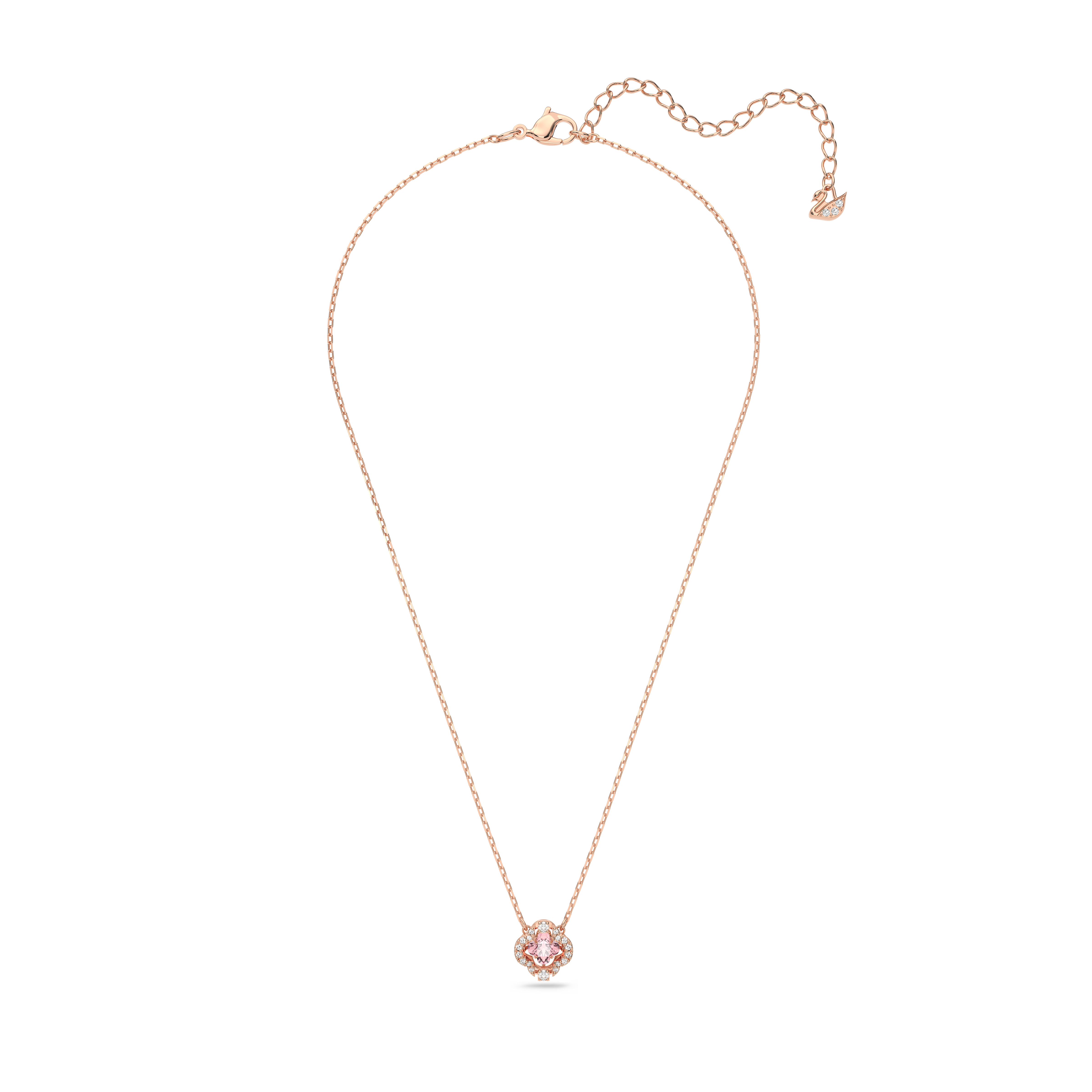 SWAROVSKI SWAROVSKI SPARKLING DANCE NECKLACE, CLOVER, PINK, ROSE GOLD-TONE PLATED 5514488