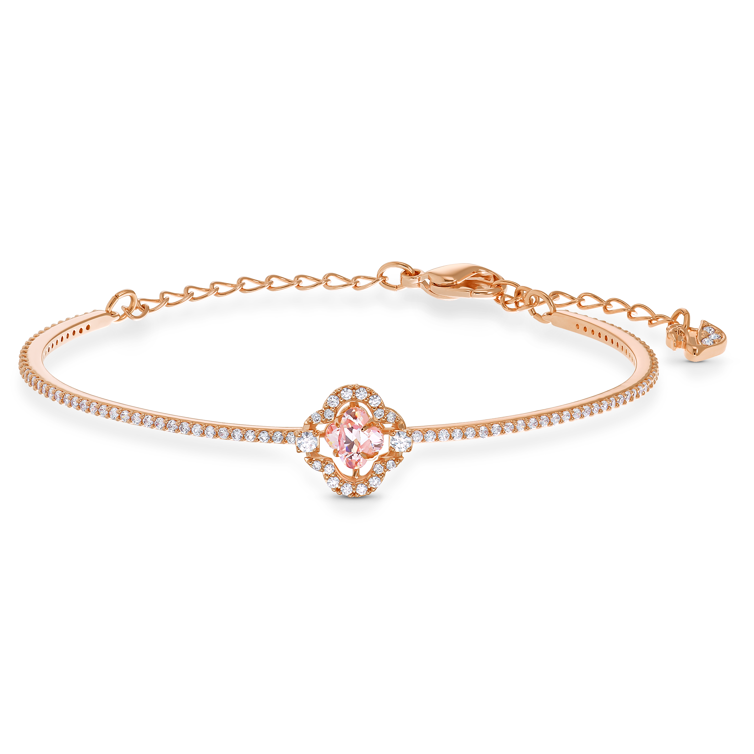 SWAROVSKI SWAROVSKI SPARKLING DANCE BANGLE, CLOVER, PINK, ROSE GOLD-TONE PLATED 5516476