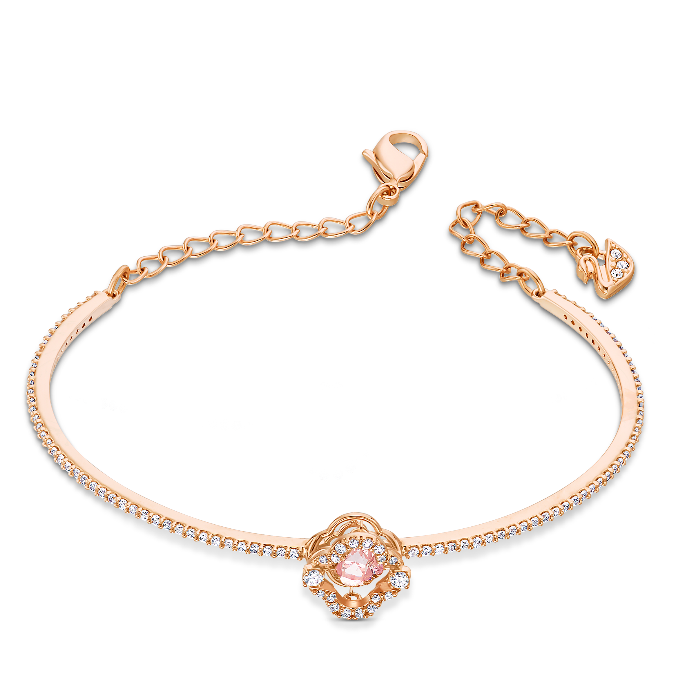 SWAROVSKI SWAROVSKI SPARKLING DANCE BANGLE, CLOVER, PINK, ROSE GOLD-TONE PLATED 5516476