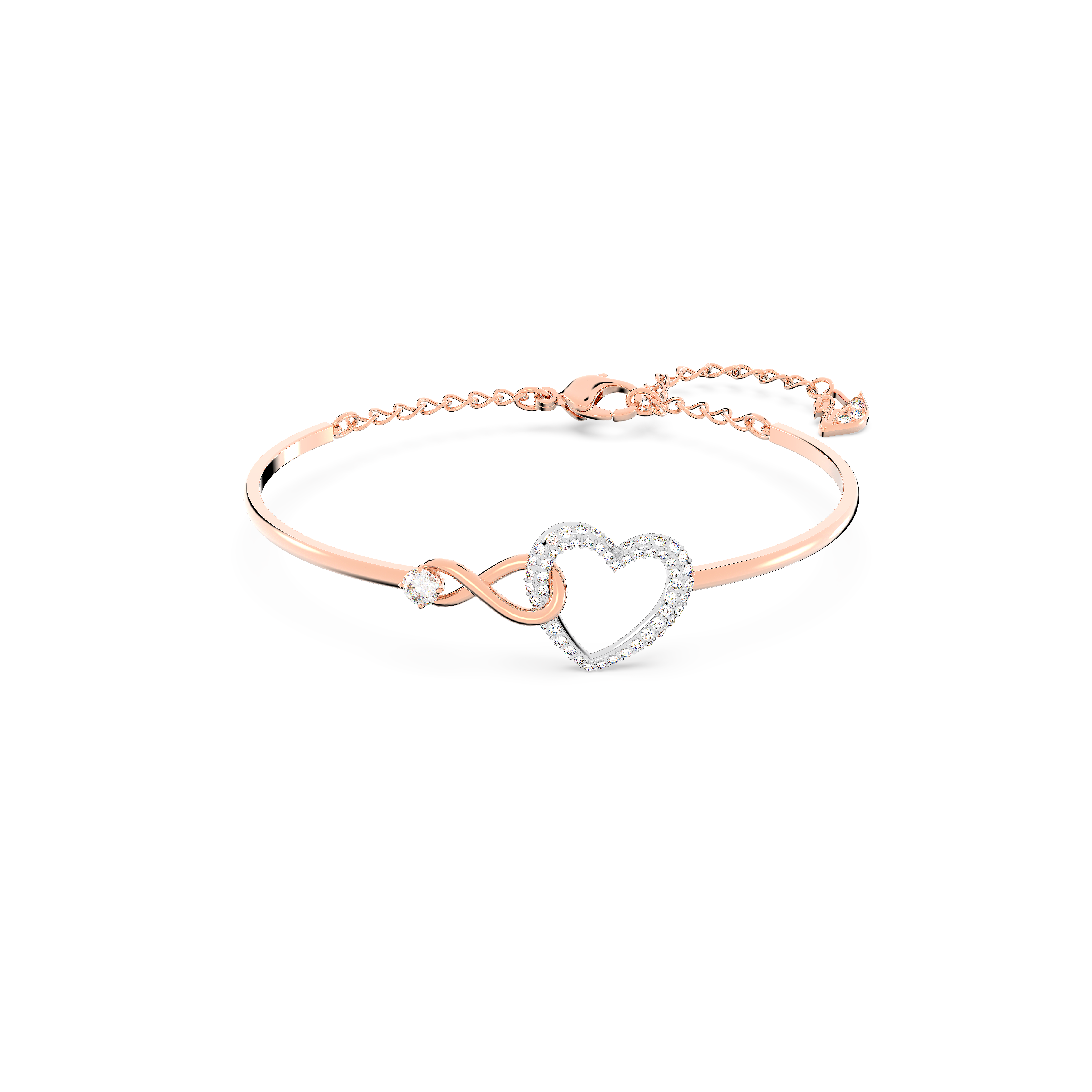 Swarovski Hyperbola bangle, Infinity and heart, White, Mixed metal finish 5518869