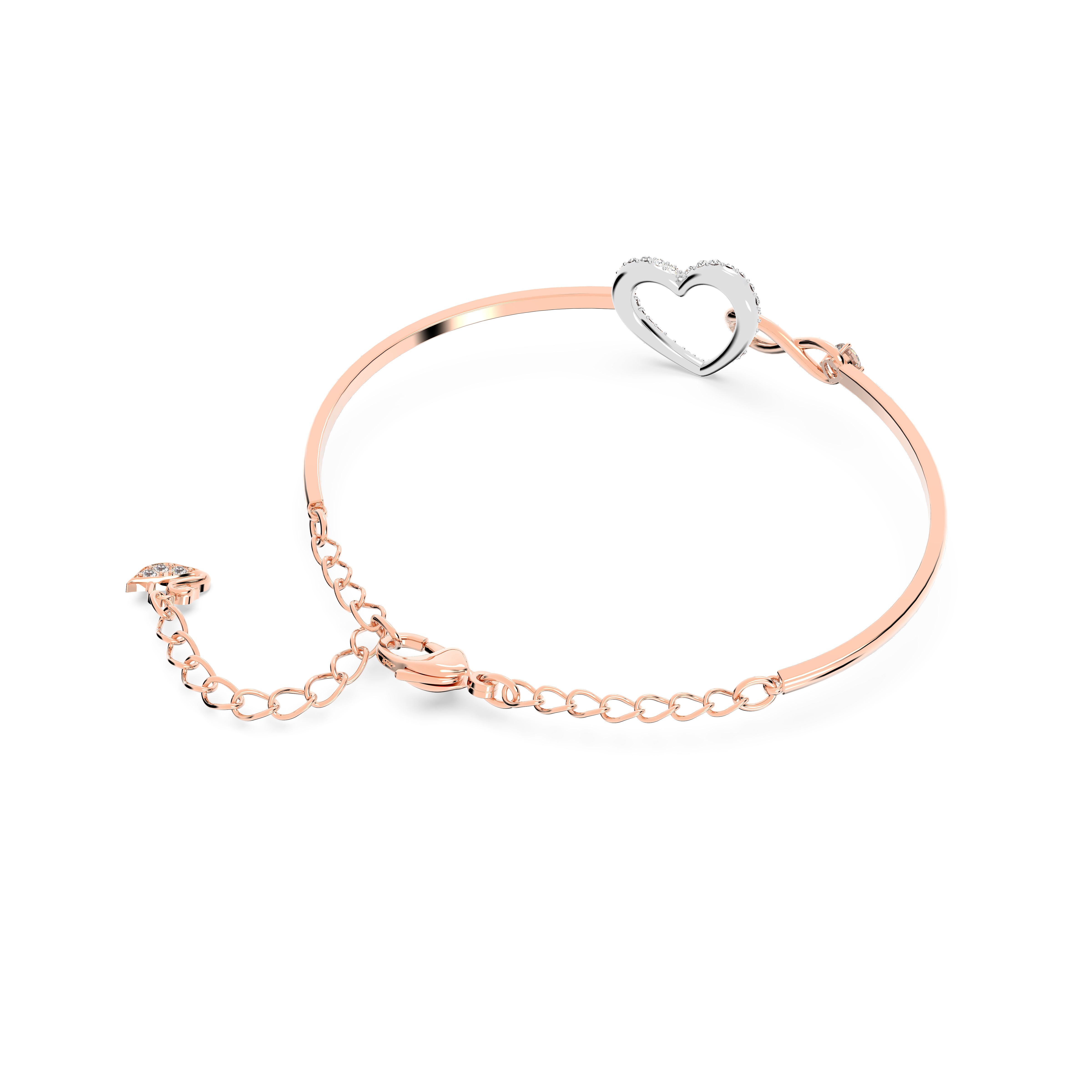 Swarovski Hyperbola bangle, Infinity and heart, White, Mixed metal finish 5518869