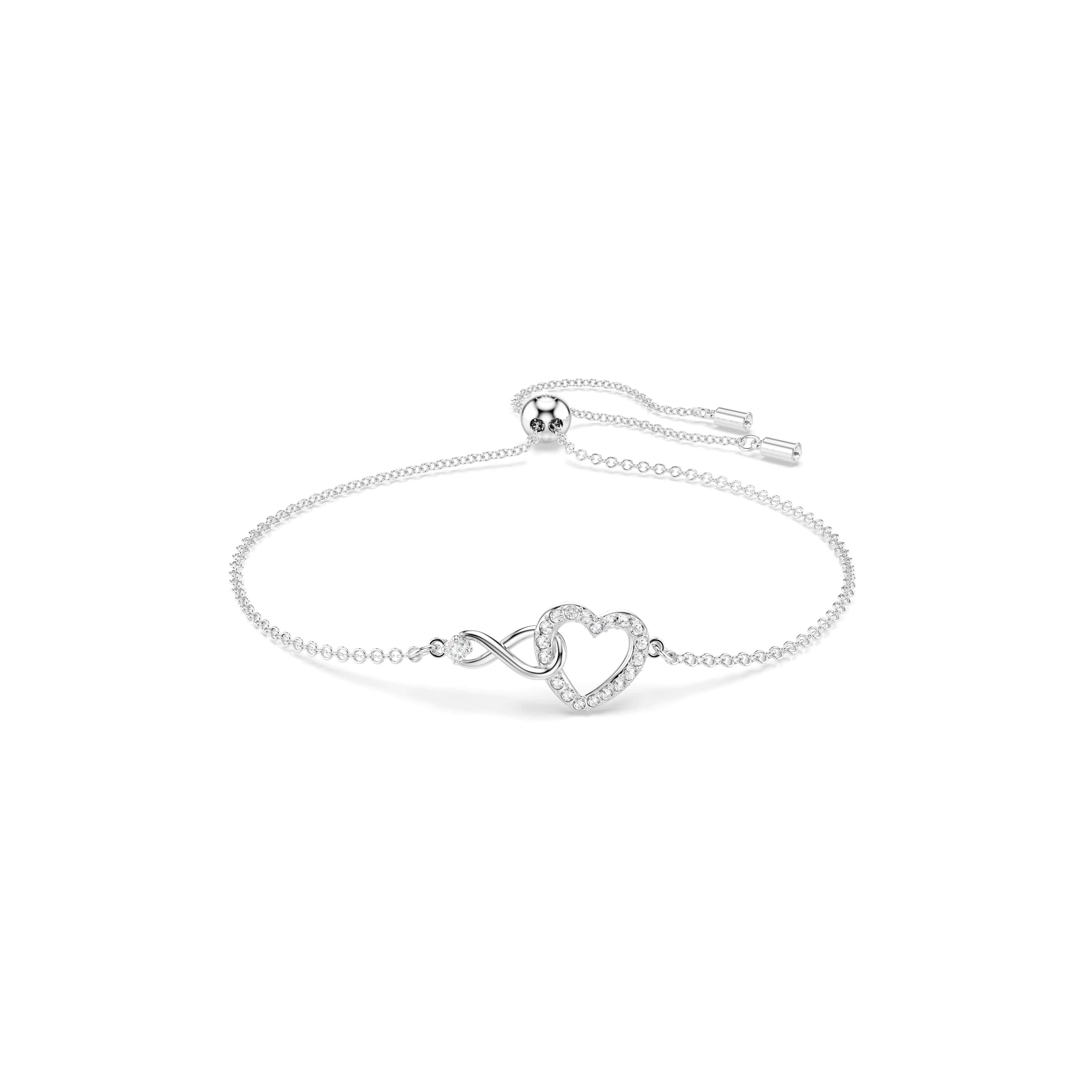 Swarovski Hyperbola bracelet, Infinity and heart, White, Rhodium plated 5524421