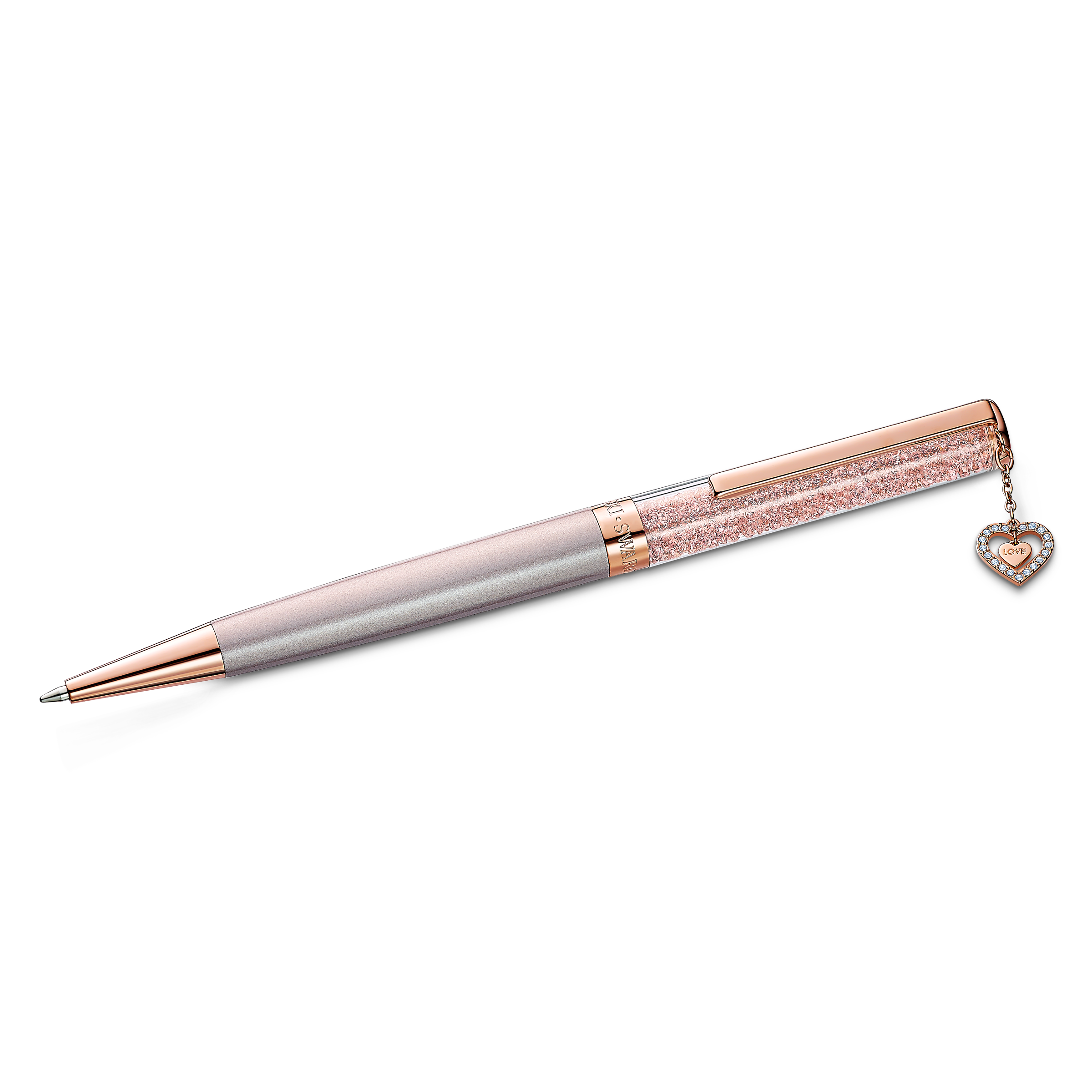 Swarovski Crystalline ballpoint pen, Heart, Rose gold tone, Pink lacquered, Rose gold-tone plated 5527536