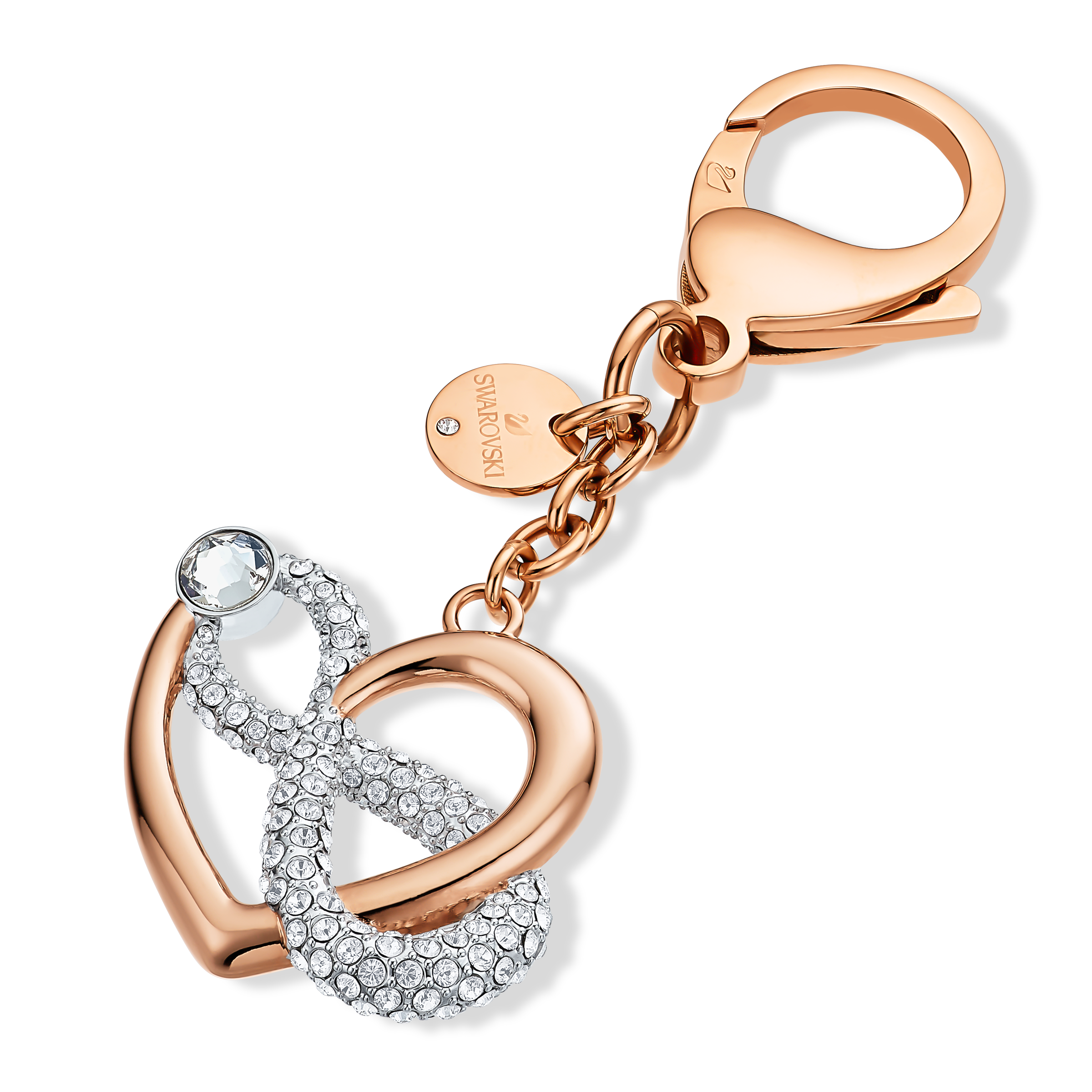 Swarovski Infinite bag charm, Infinity and heart, White, Mixed metal finish 5530885