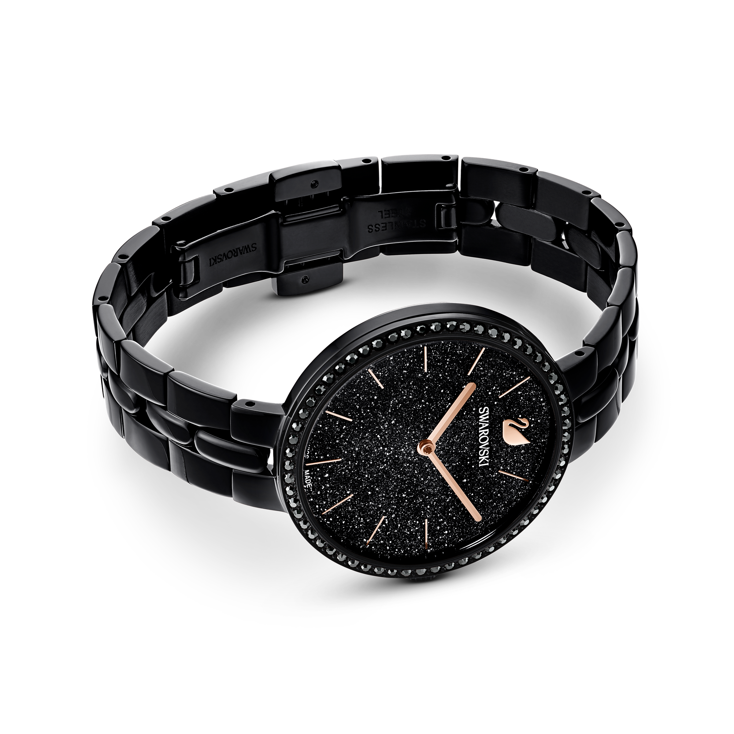 Swarovski Cosmopolitan watch, Swiss Made, Metal bracelet, Black, Black finish 5547646
