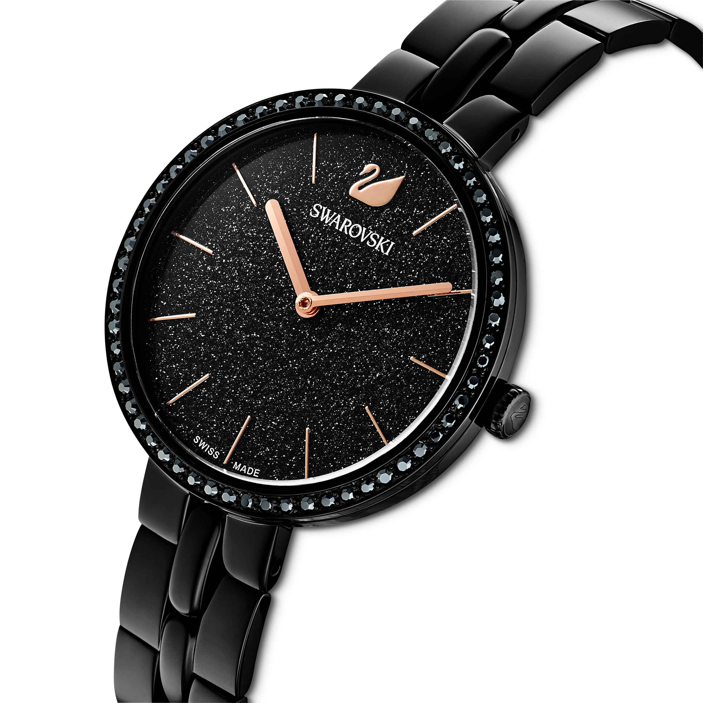 Swarovski Cosmopolitan watch, Swiss Made, Metal bracelet, Black, Black finish 5547646
