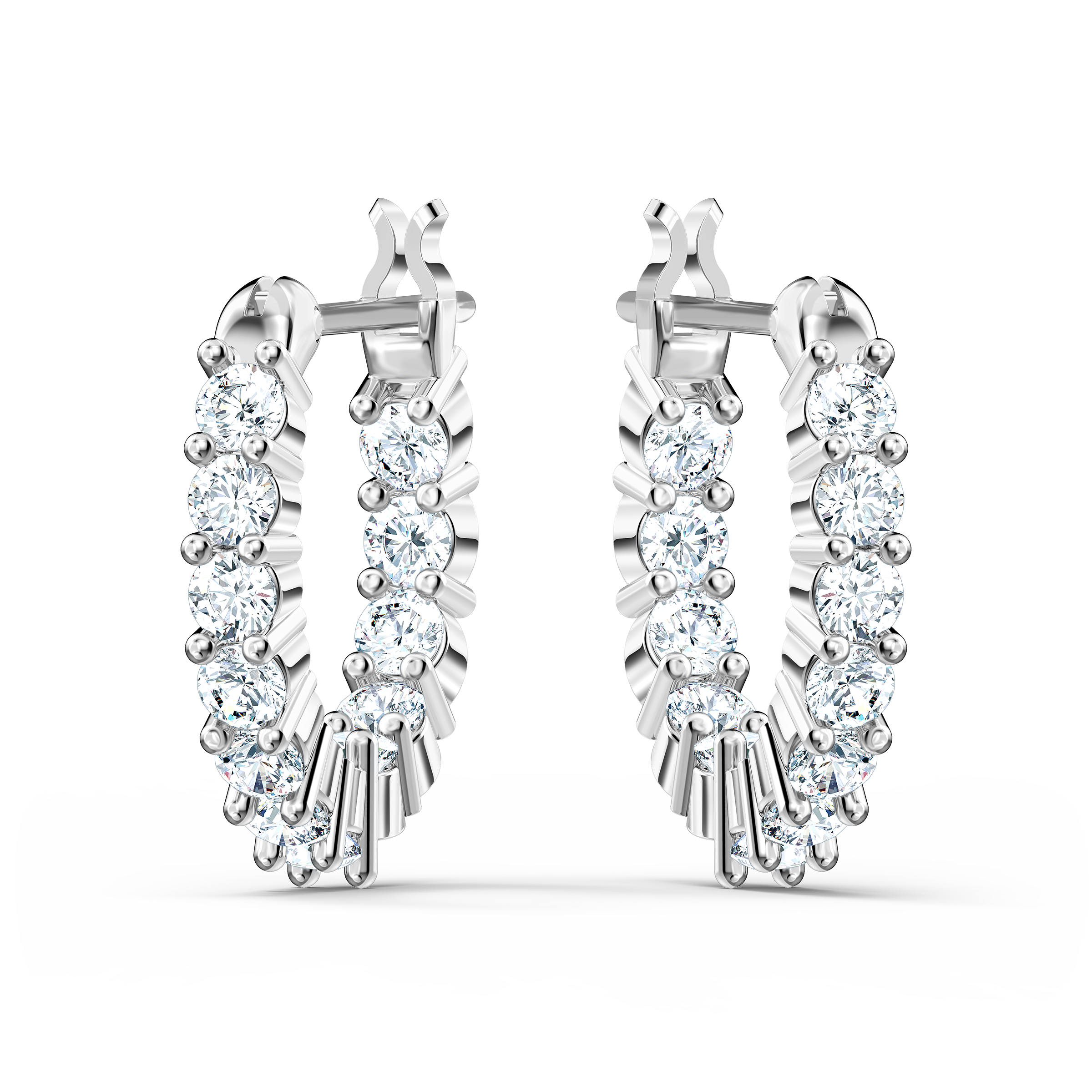 SWAROVSKI VITTORE HOOP EARRINGS, ROUND CUT, WHITE, RHODIUM PLATED 5562126