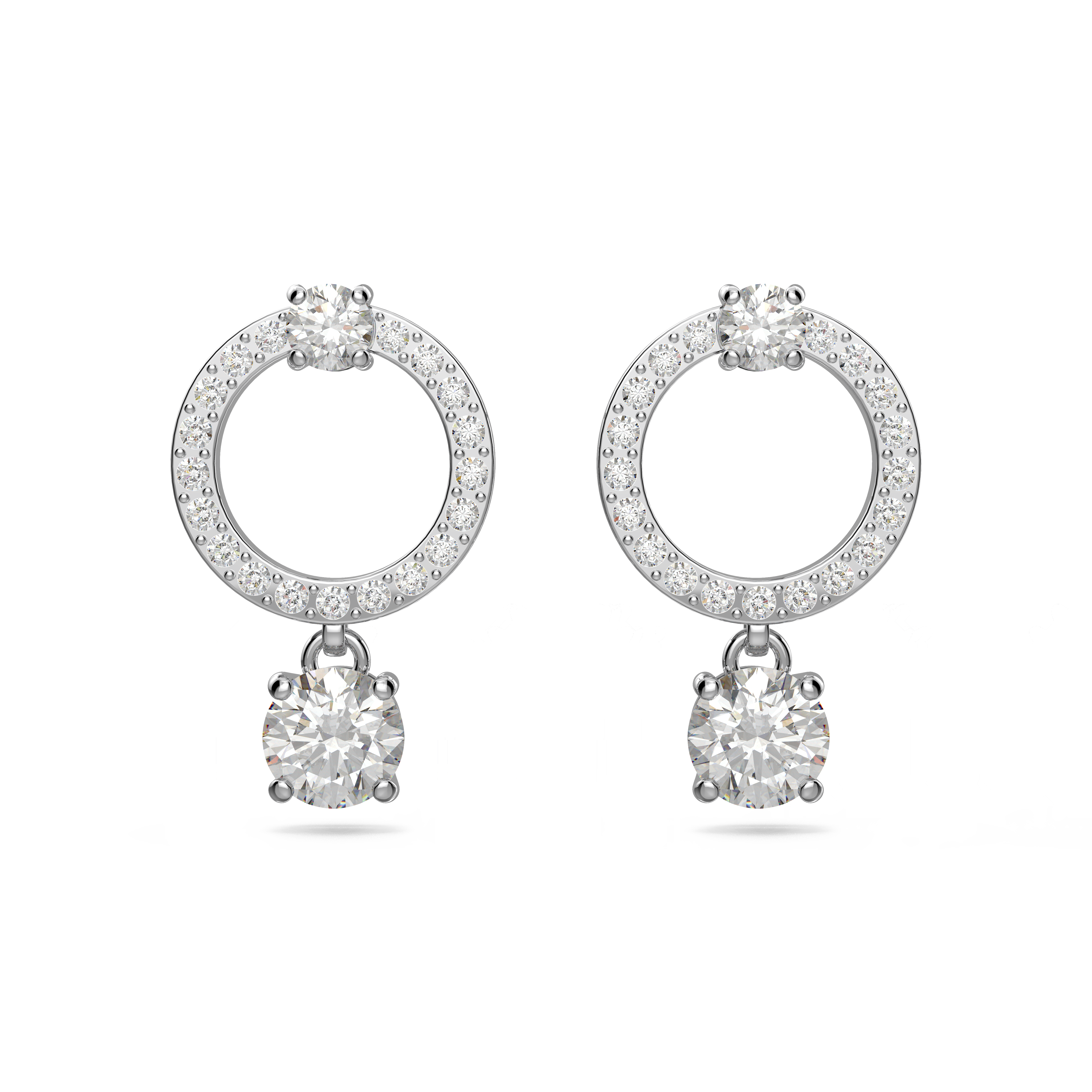 SWAROVSKI ATTRACT HOOP EARRINGS, ROUND CUT, WHITE, RHODIUM PLATED 5563278