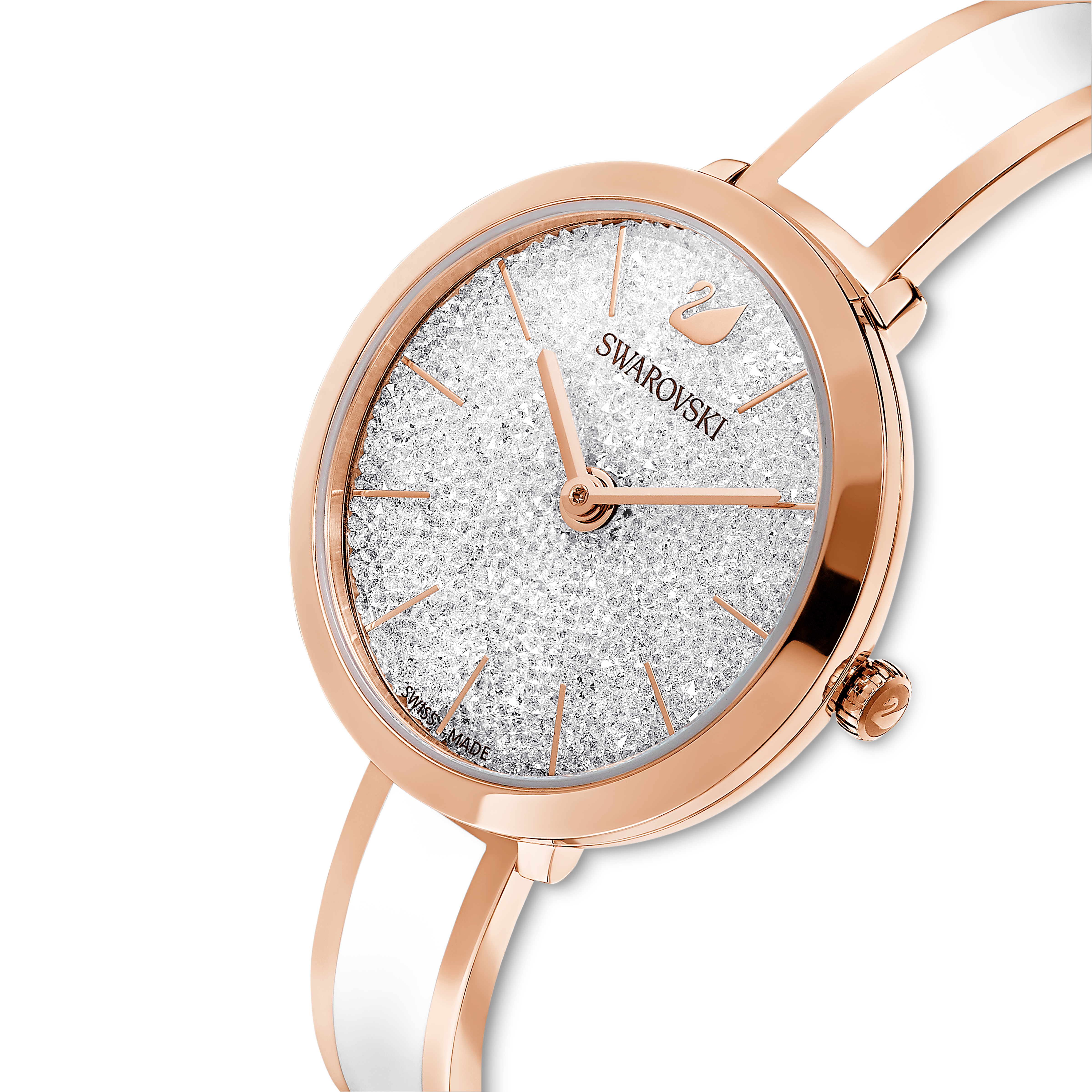 SWAROVSKI CRYSTALLINE DELIGHT WATCH, SWISS MADE, METAL BRACELET, WHITE, ROSE GOLD-TONE FINISH 5580541