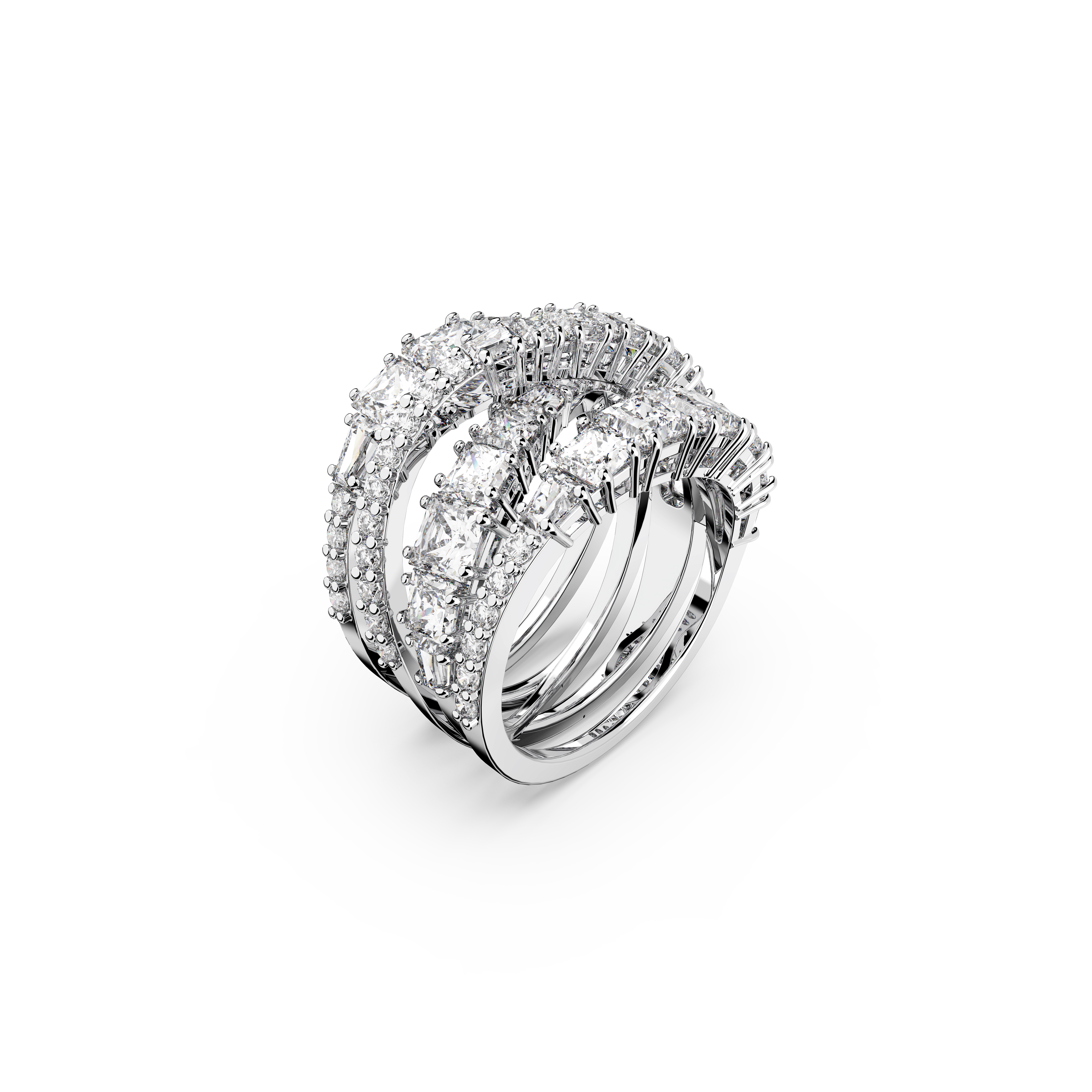 Swarovski Hyperbola ring, Mixed cuts, White, Rhodium plated 5580952