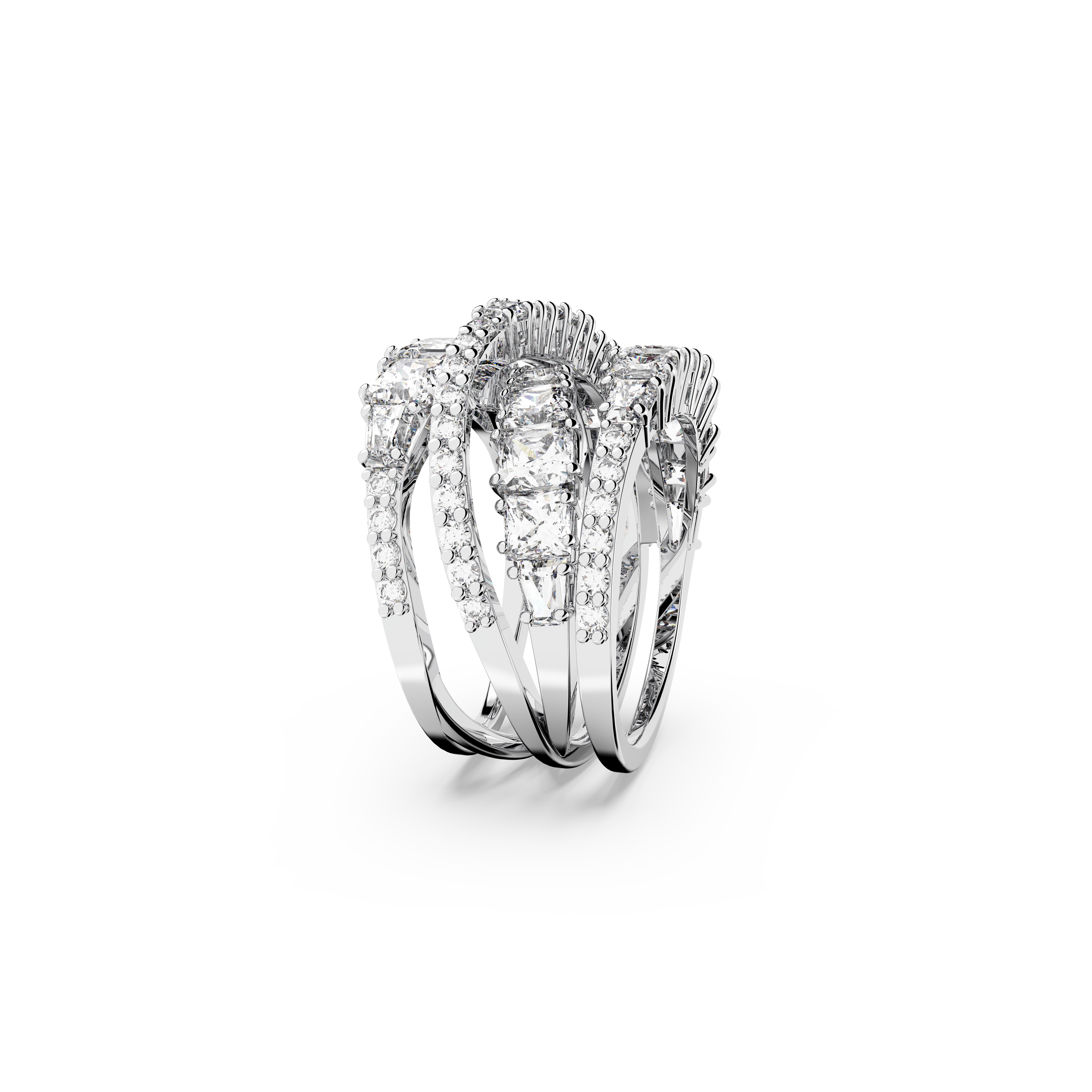 Swarovski Hyperbola ring, Mixed cuts, White, Rhodium plated 5580952
