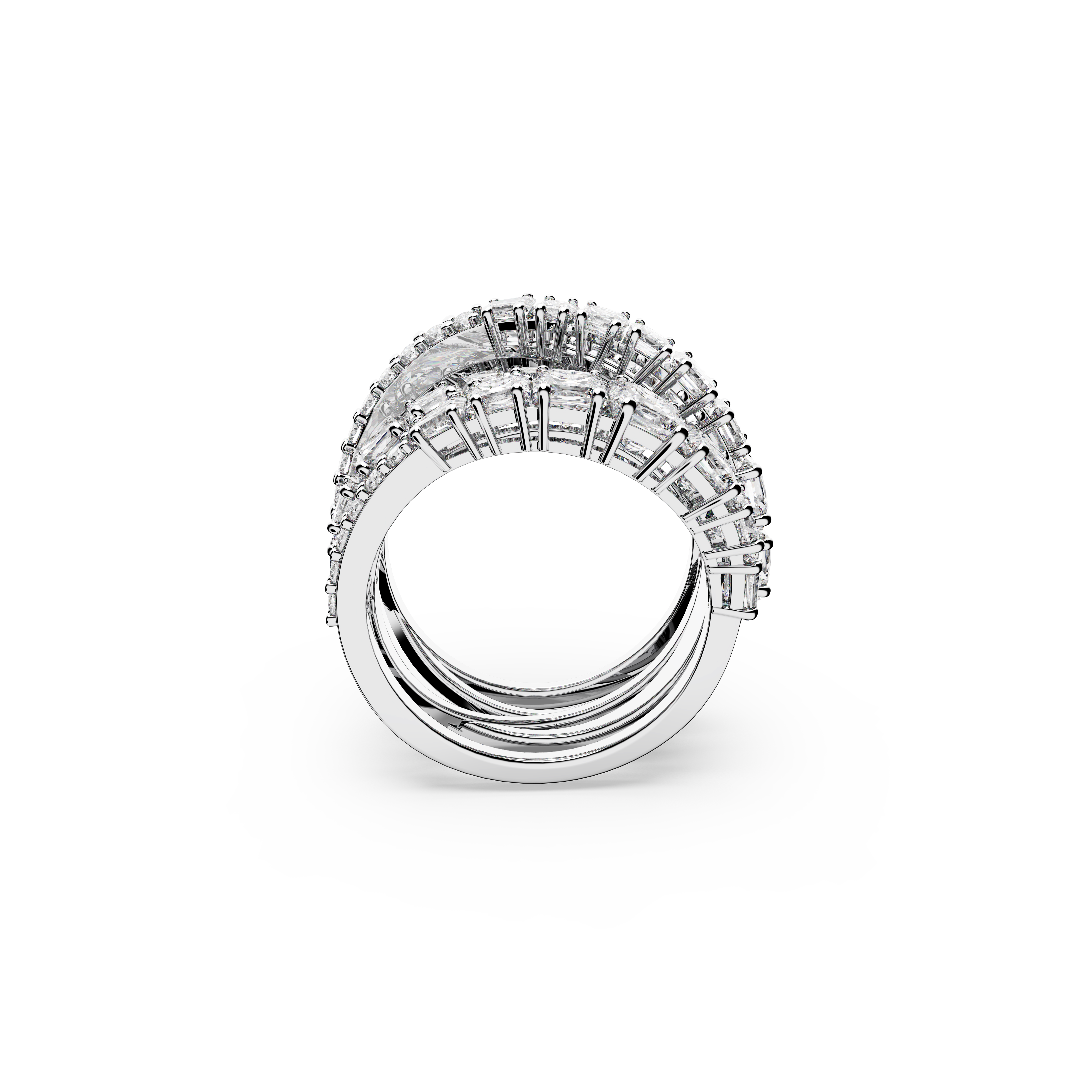 Swarovski Hyperbola ring, Mixed cuts, White, Rhodium plated 5580952