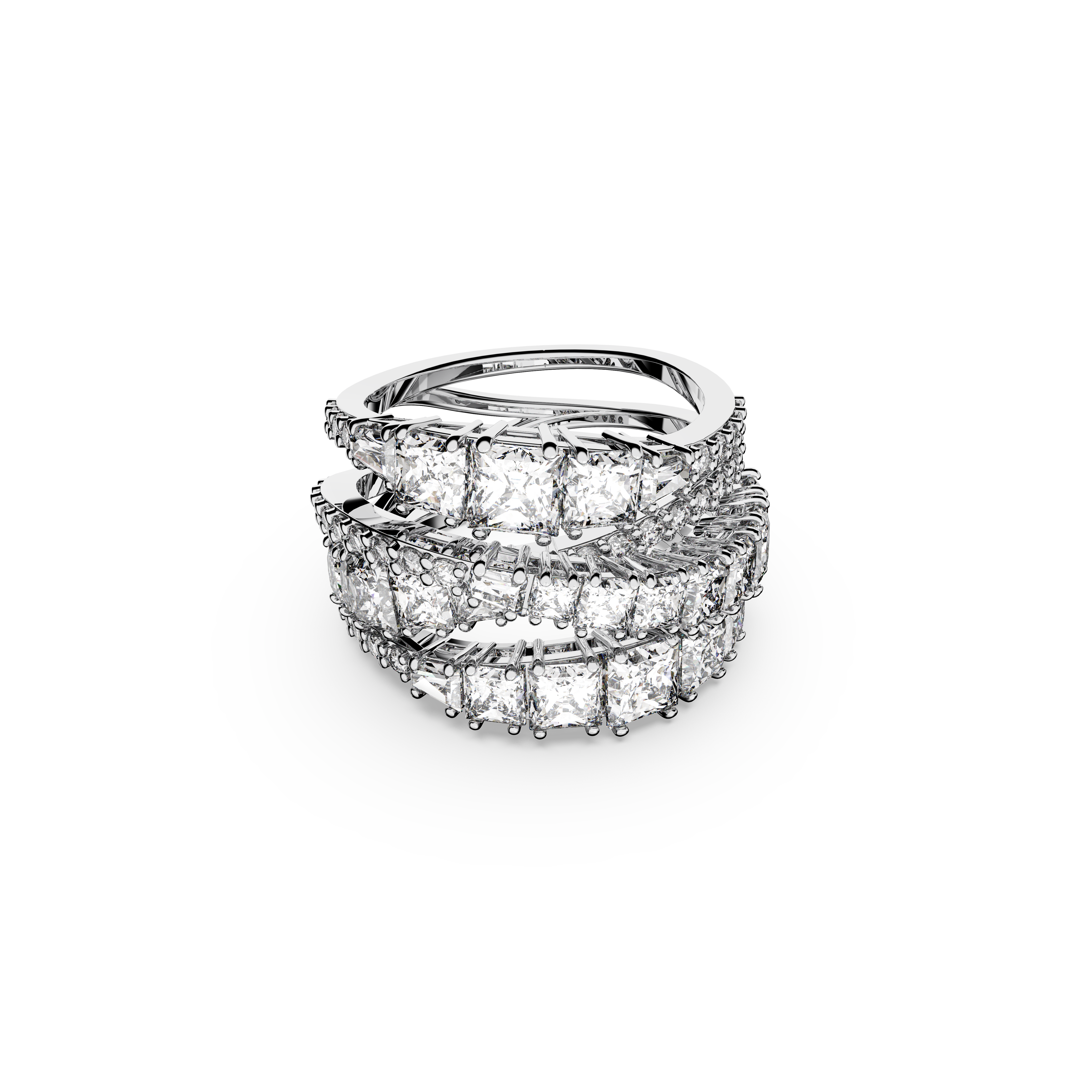 SWAROVSKI TWIST WRAP RING, MIXED CUTS, WHITE, RHODIUM PLATED