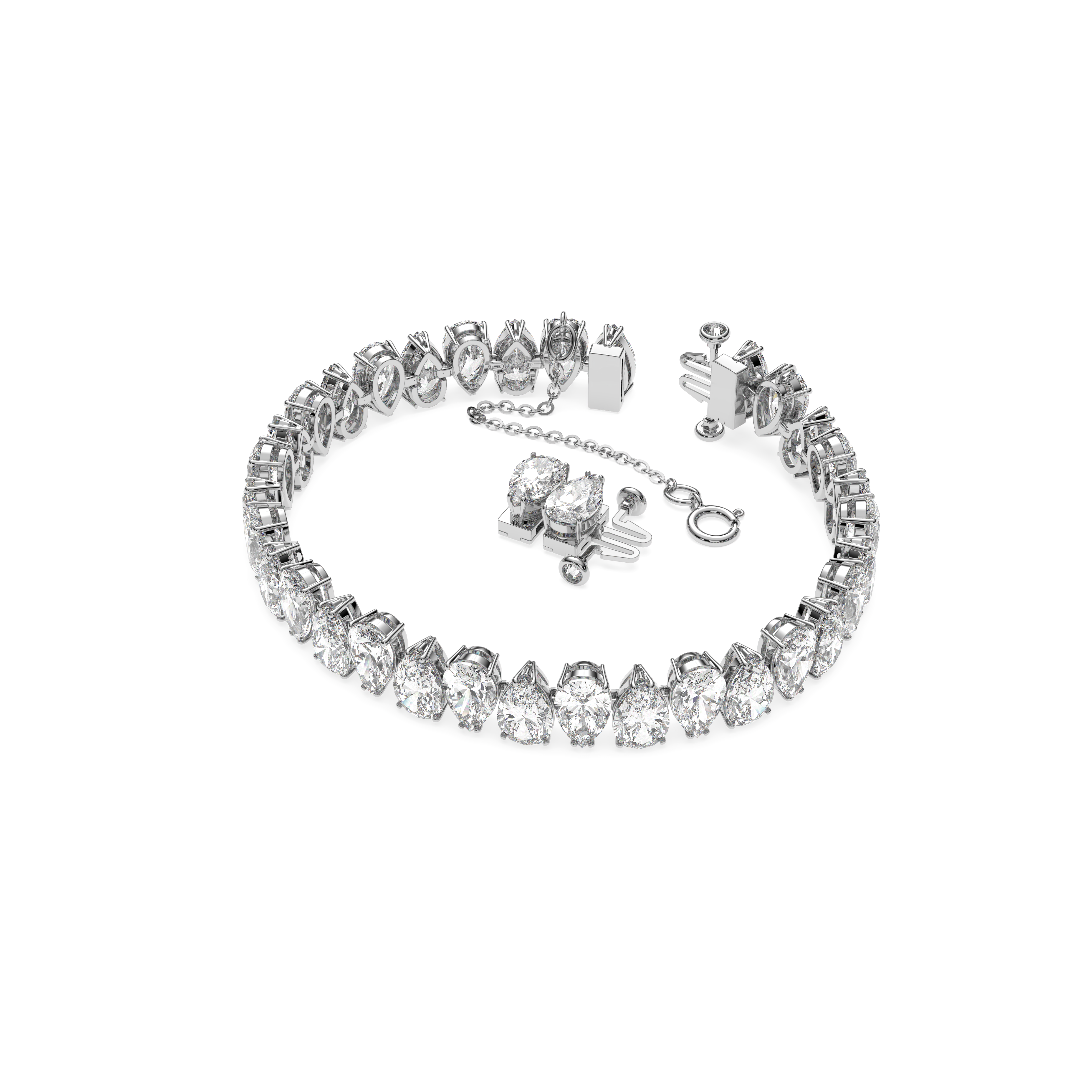Swarovski Matrix Tennis bracelet, Pear cut, White, Rhodium plated 5598350