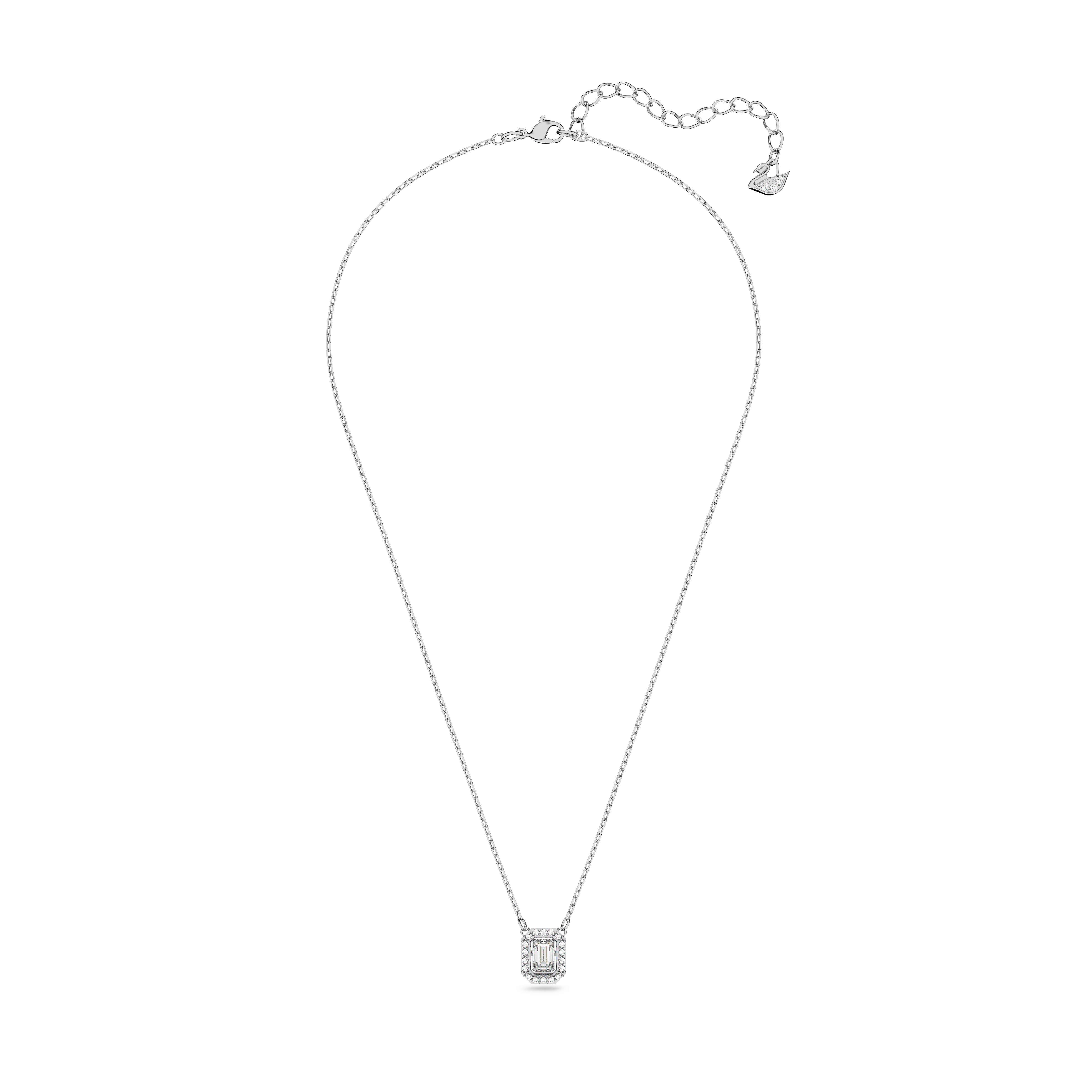 Swarovski Una pendant, Octagon cut, White, Rhodium plated 5599177