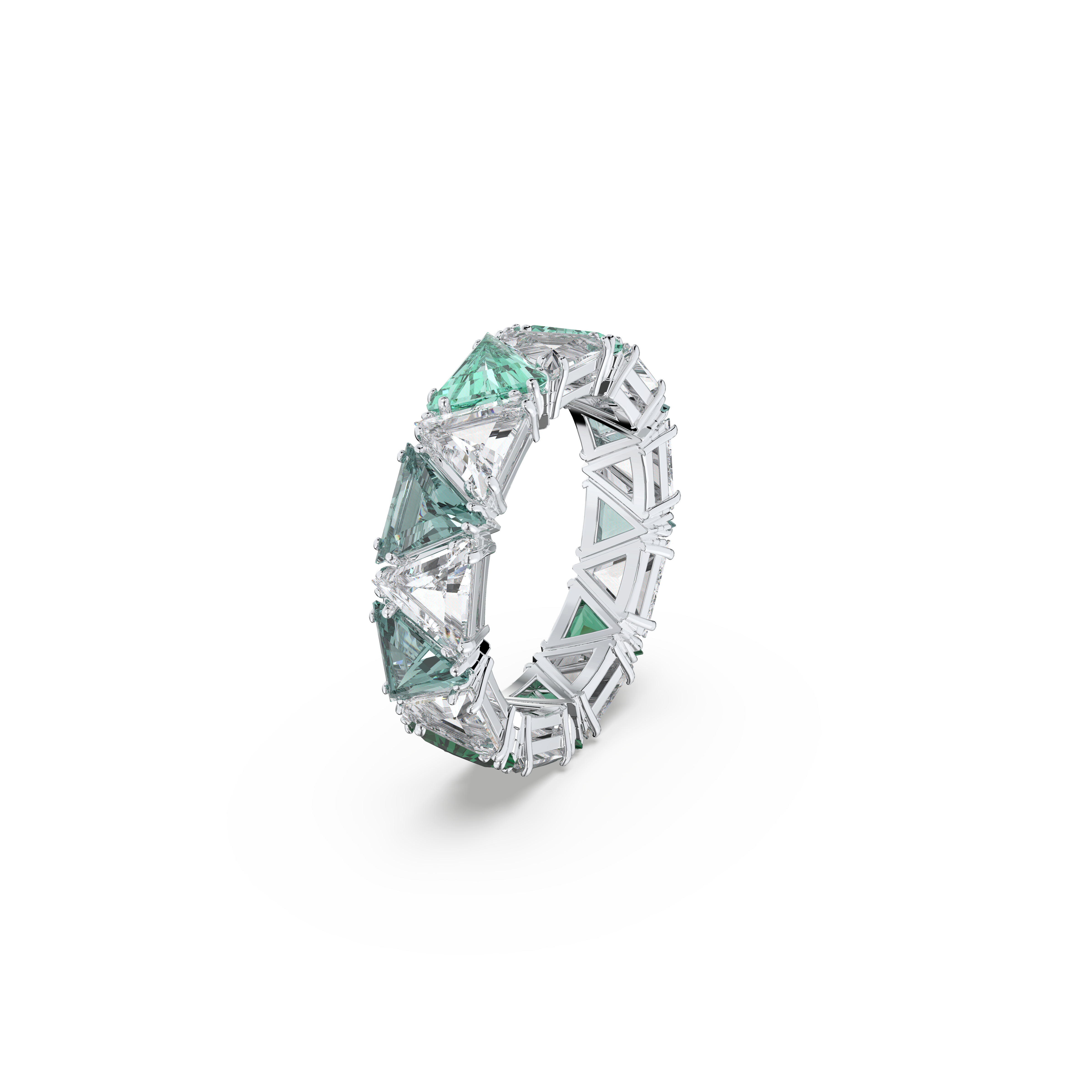 SWAROVSKI ORTYX COCKTAIL RING, TRIANGLE CUT, GREEN, RHODIUM PLATED