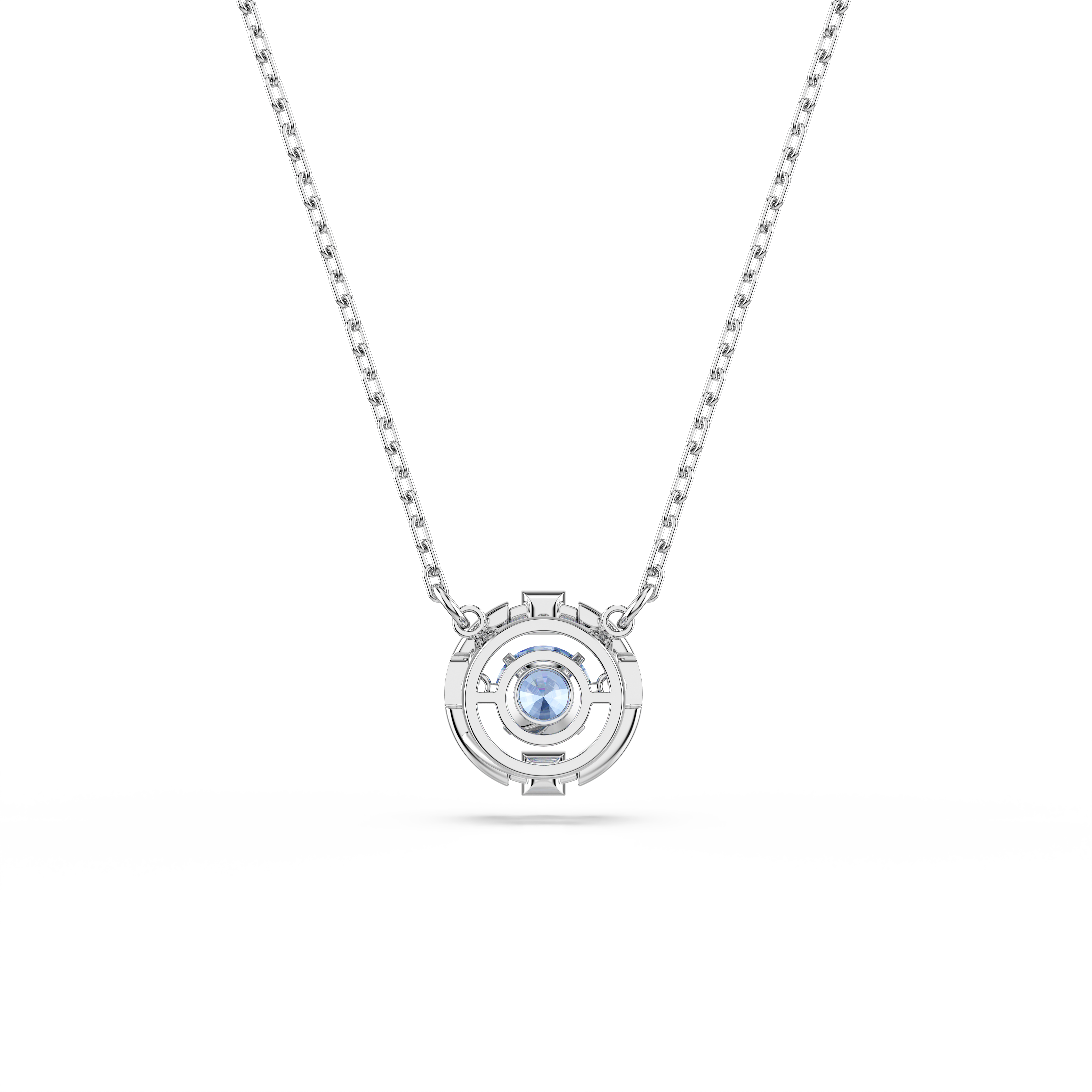 Swarovski Una necklace, Round cut, Blue, Rhodium plated 5604195