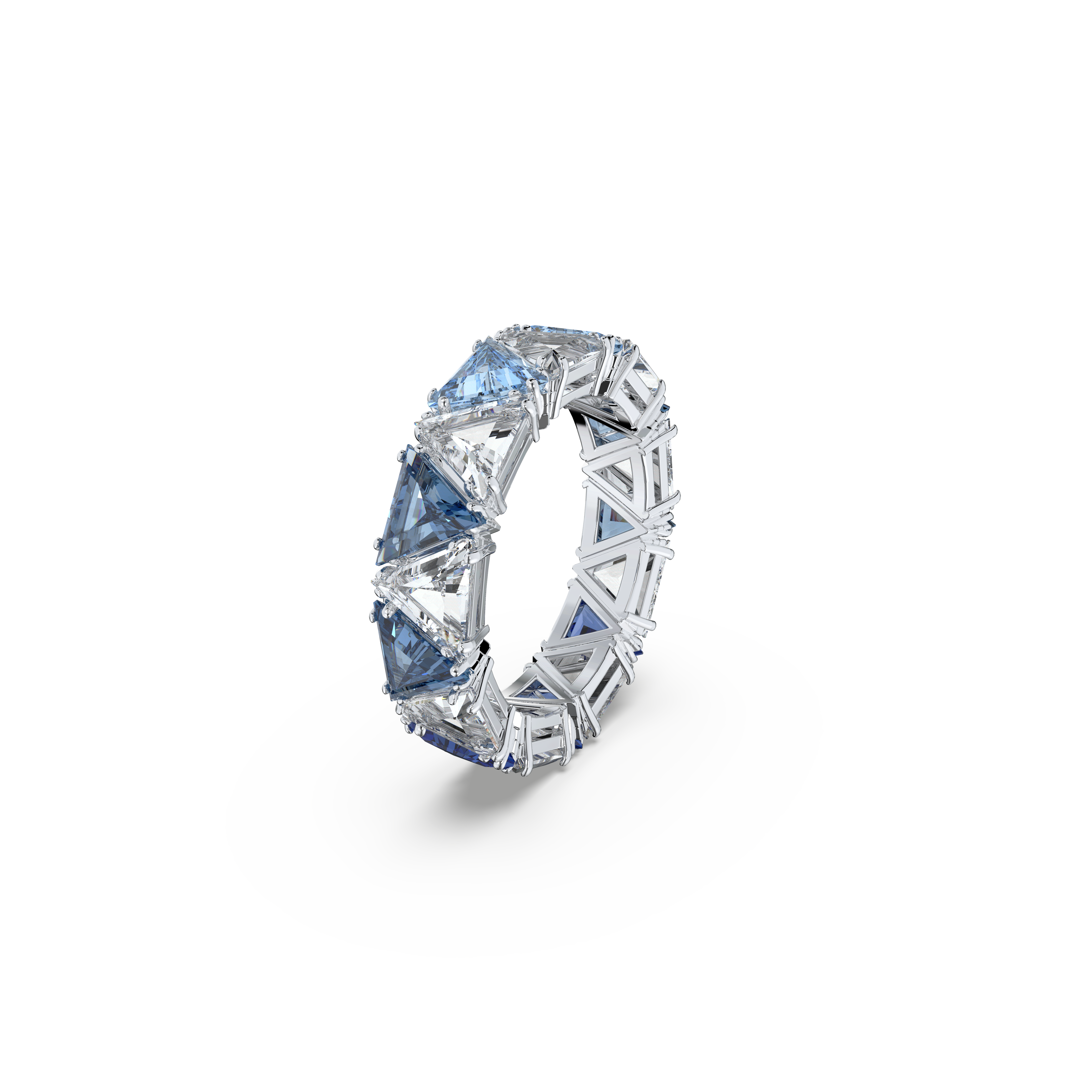 SWAROVSKI ORTYX COCKTAIL RING, TRIANGLE CUT, BLUE, RHODIUM PLATED