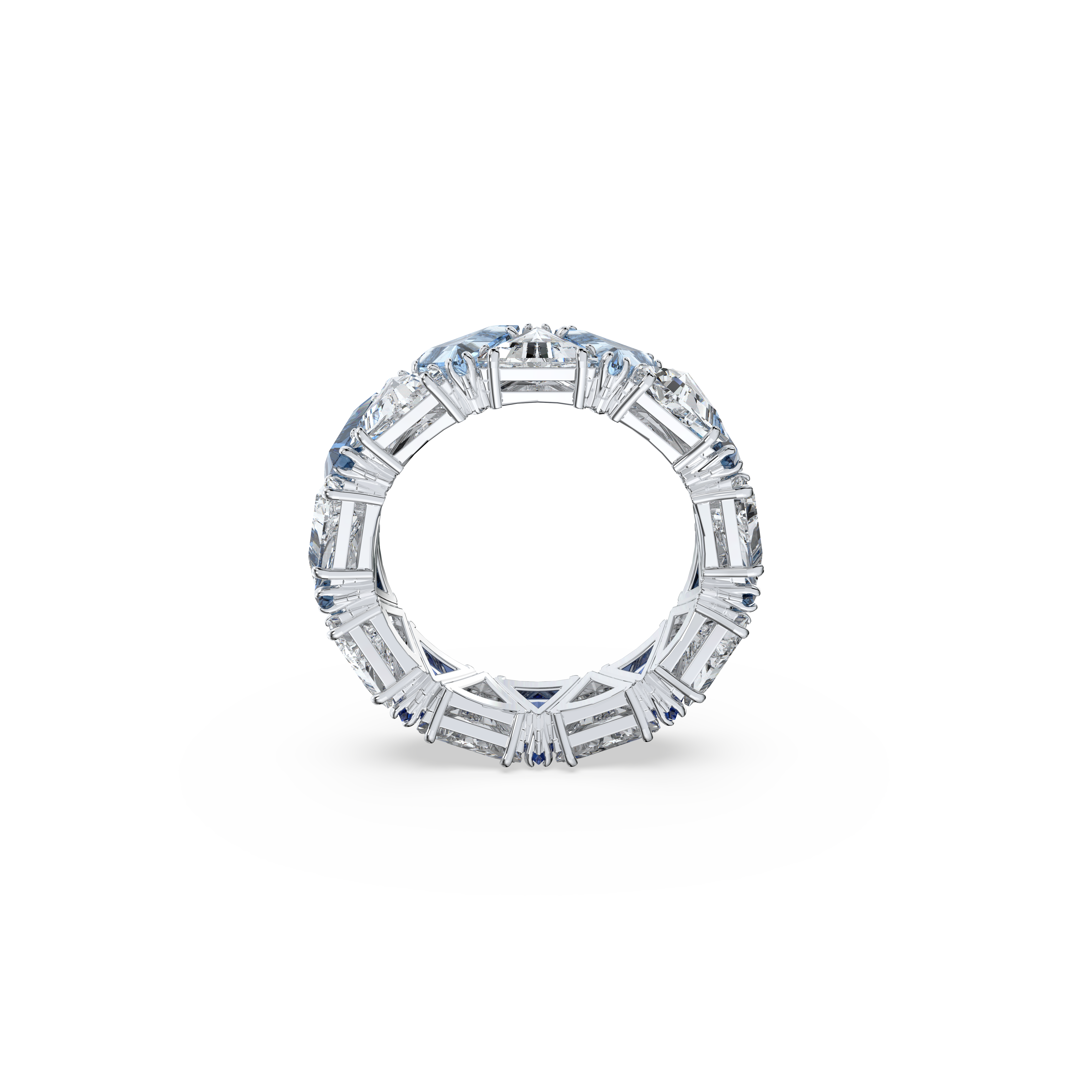 SWAROVSKI ORTYX COCKTAIL RING, TRIANGLE CUT, BLUE, RHODIUM PLATED