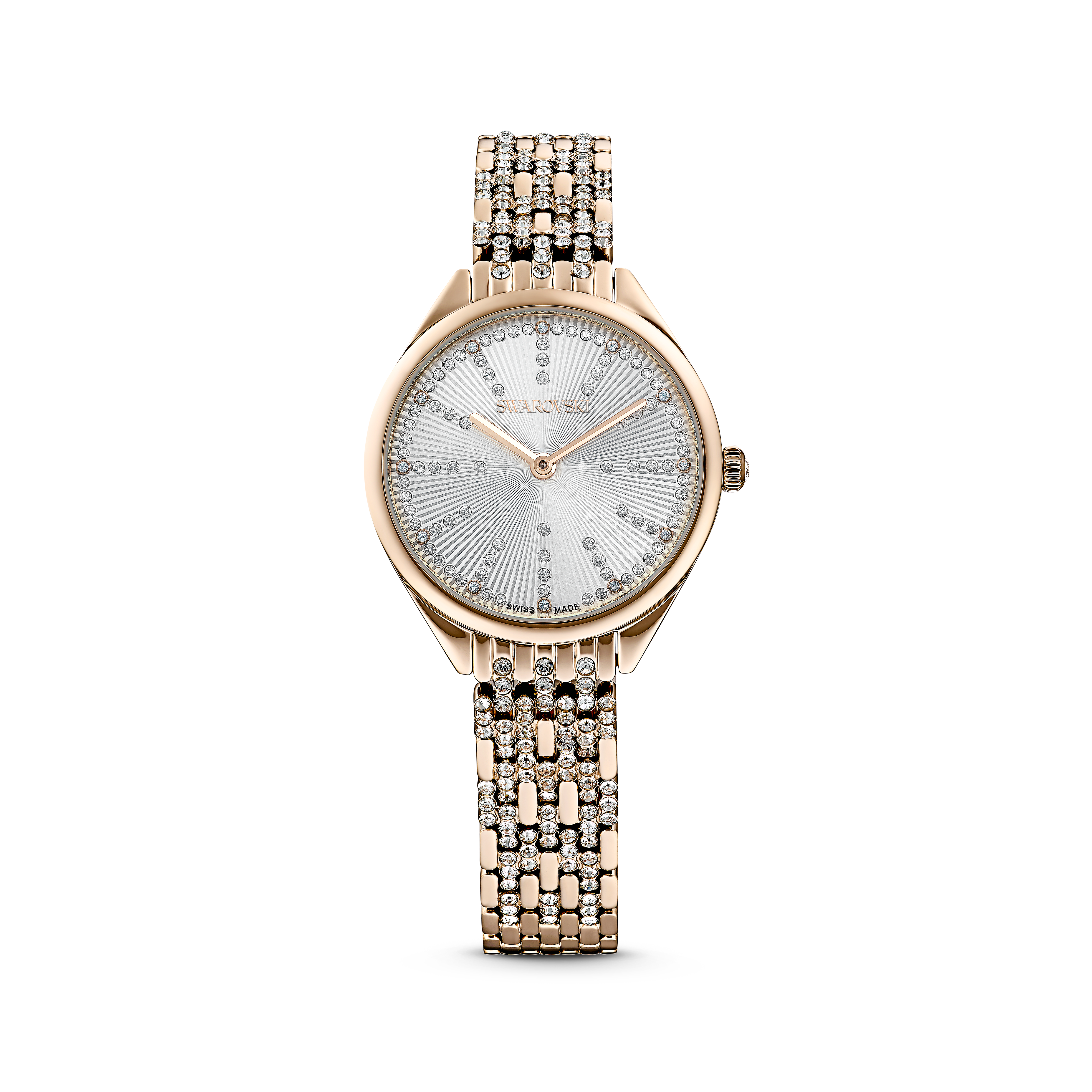 Swarovski Attract watch, Swiss Made, Pavé, Crystal bracelet, Gold tone, Champagne gold-tone finish 5610484