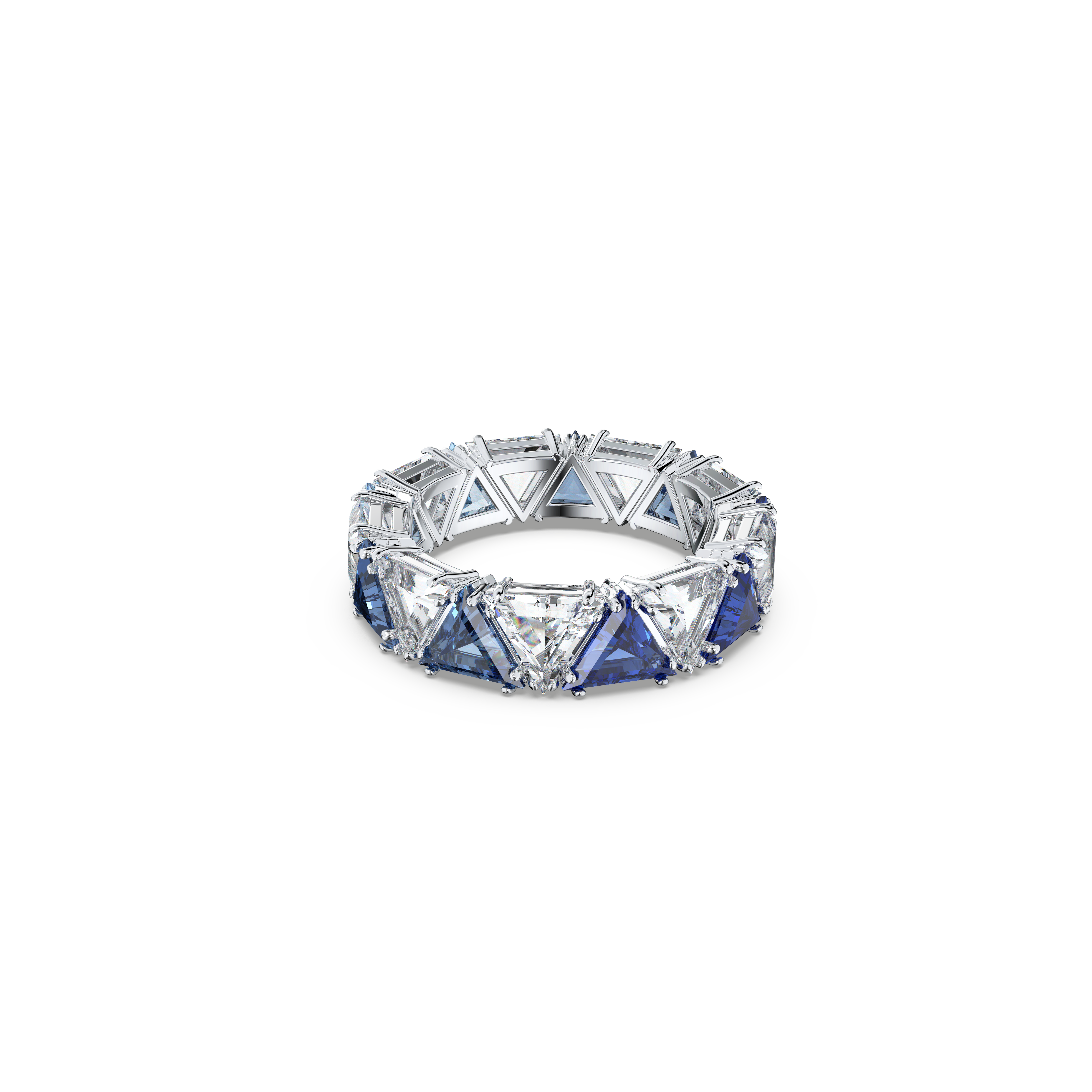 SWAROVSKI ORTYX COCKTAIL RING, TRIANGLE CUT, BLUE, RHODIUM PLATED