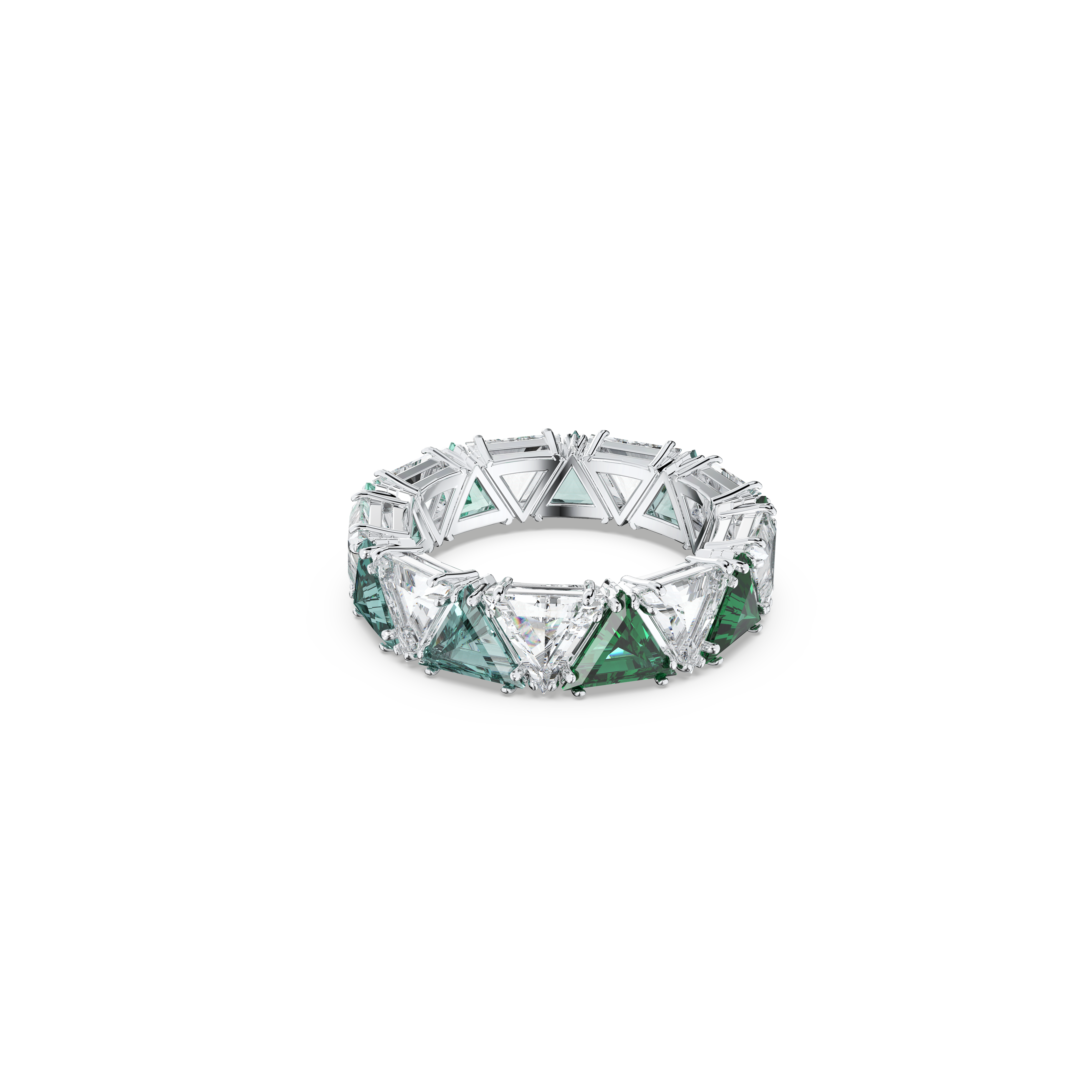 SWAROVSKI ORTYX COCKTAIL RING, TRIANGLE CUT, GREEN, RHODIUM PLATED