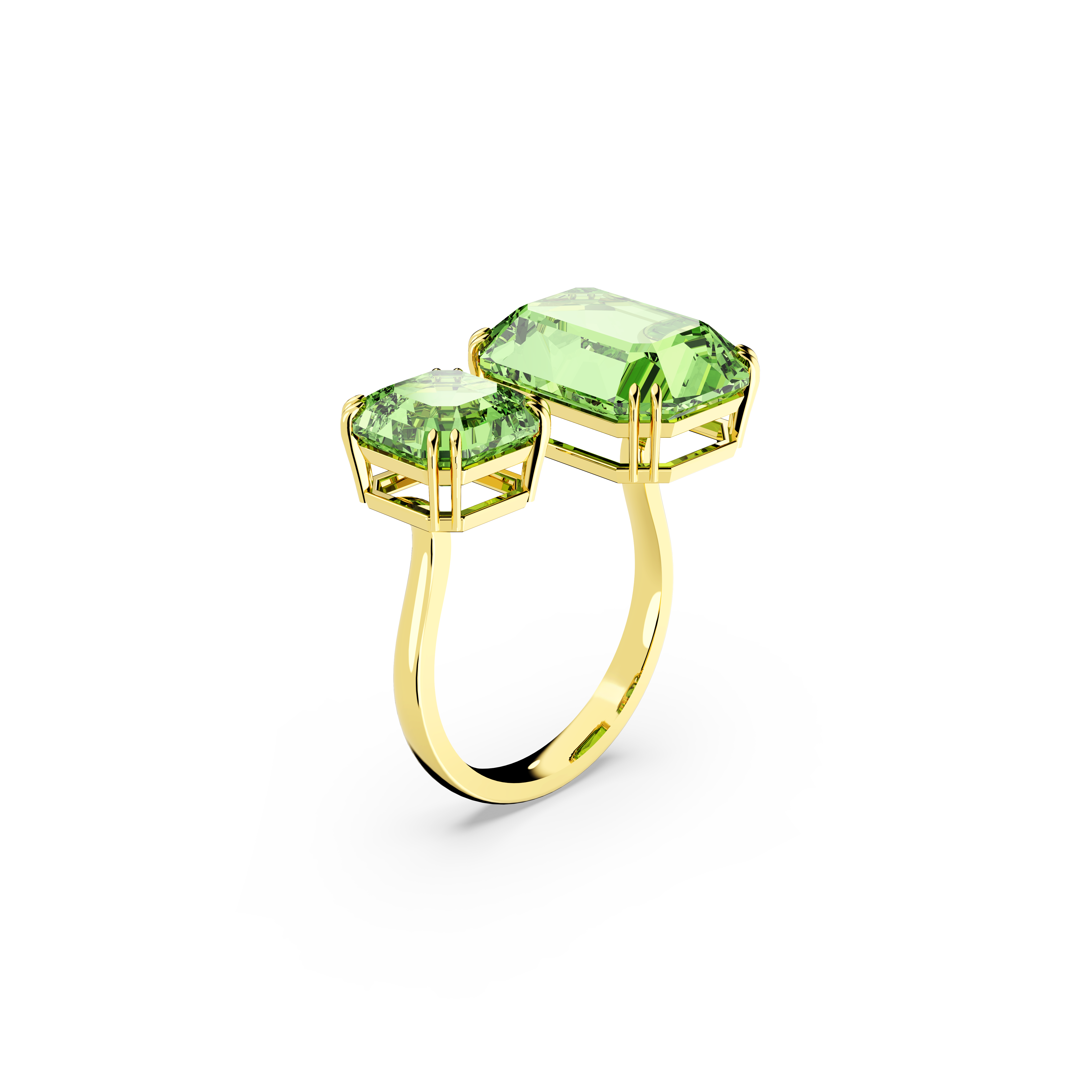 SWAROVSKI MILLENIA OPEN RING, OCTAGON CUT, GREEN, GOLD-TONE PLATED