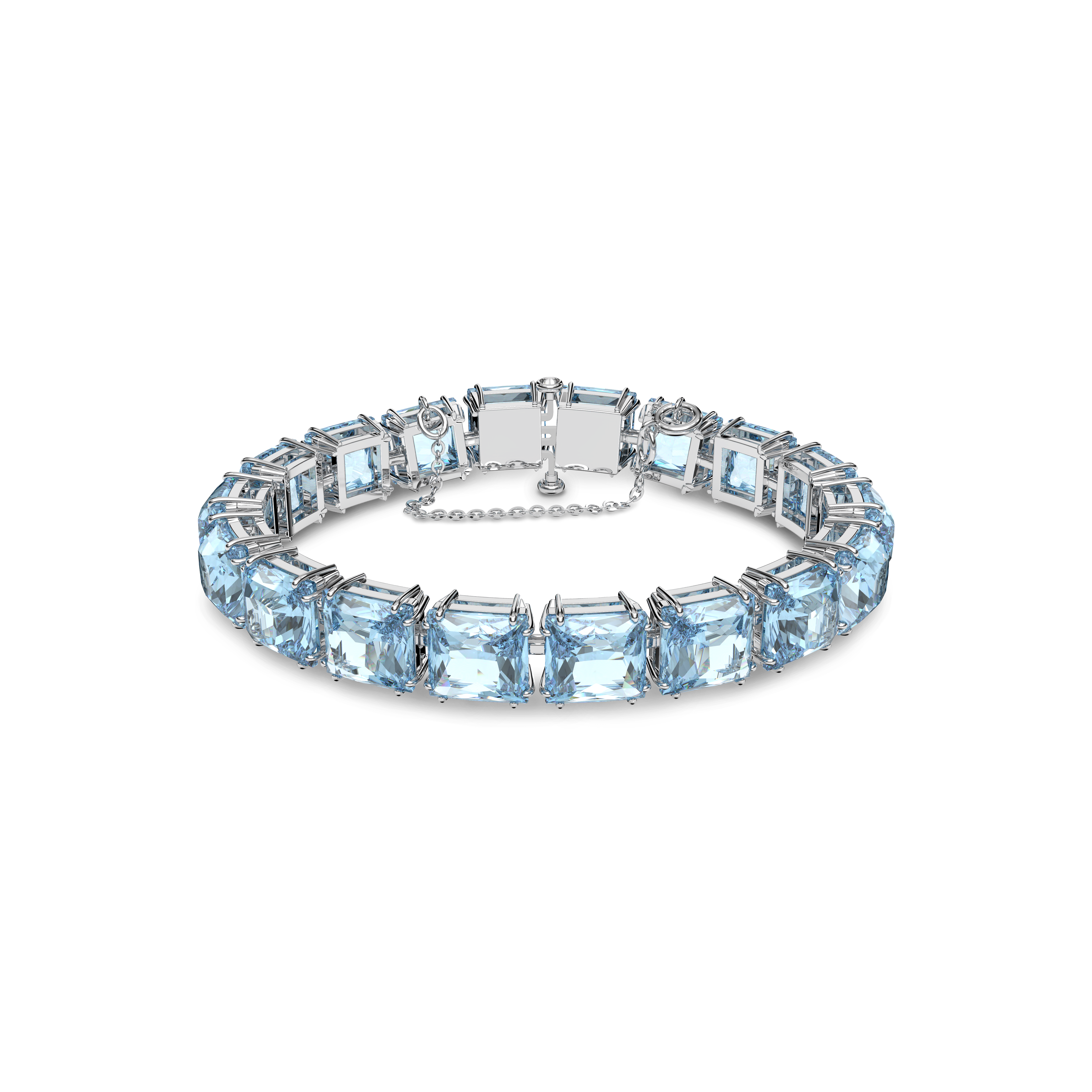 SWAROVSKI MILLENIA BRACELET, SQUARE CUT, MEDIUM, BLUE, RHODIUM PLATED 5614924