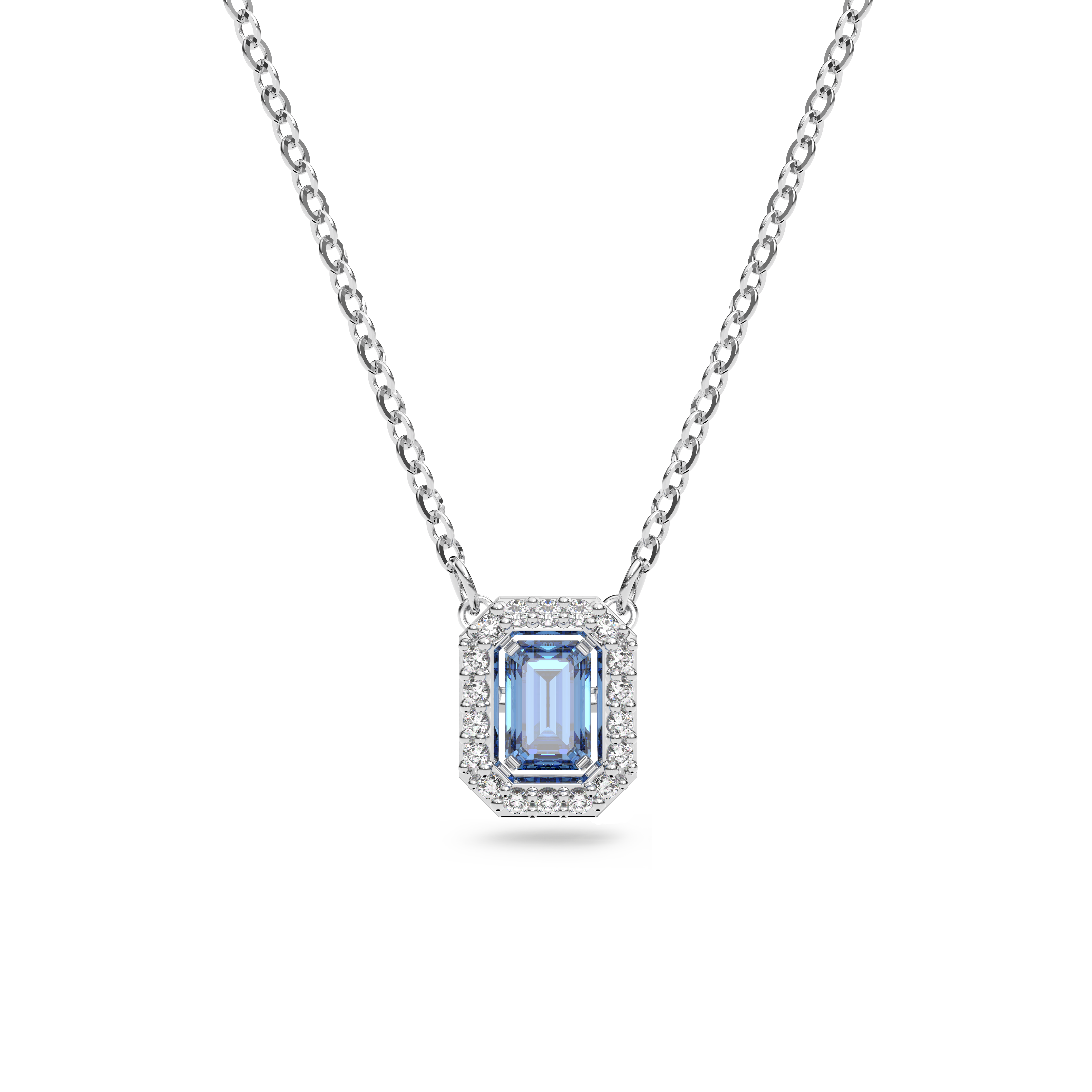 Swarovski Una necklace, Octagon cut, Blue, Rhodium plated 5614926
