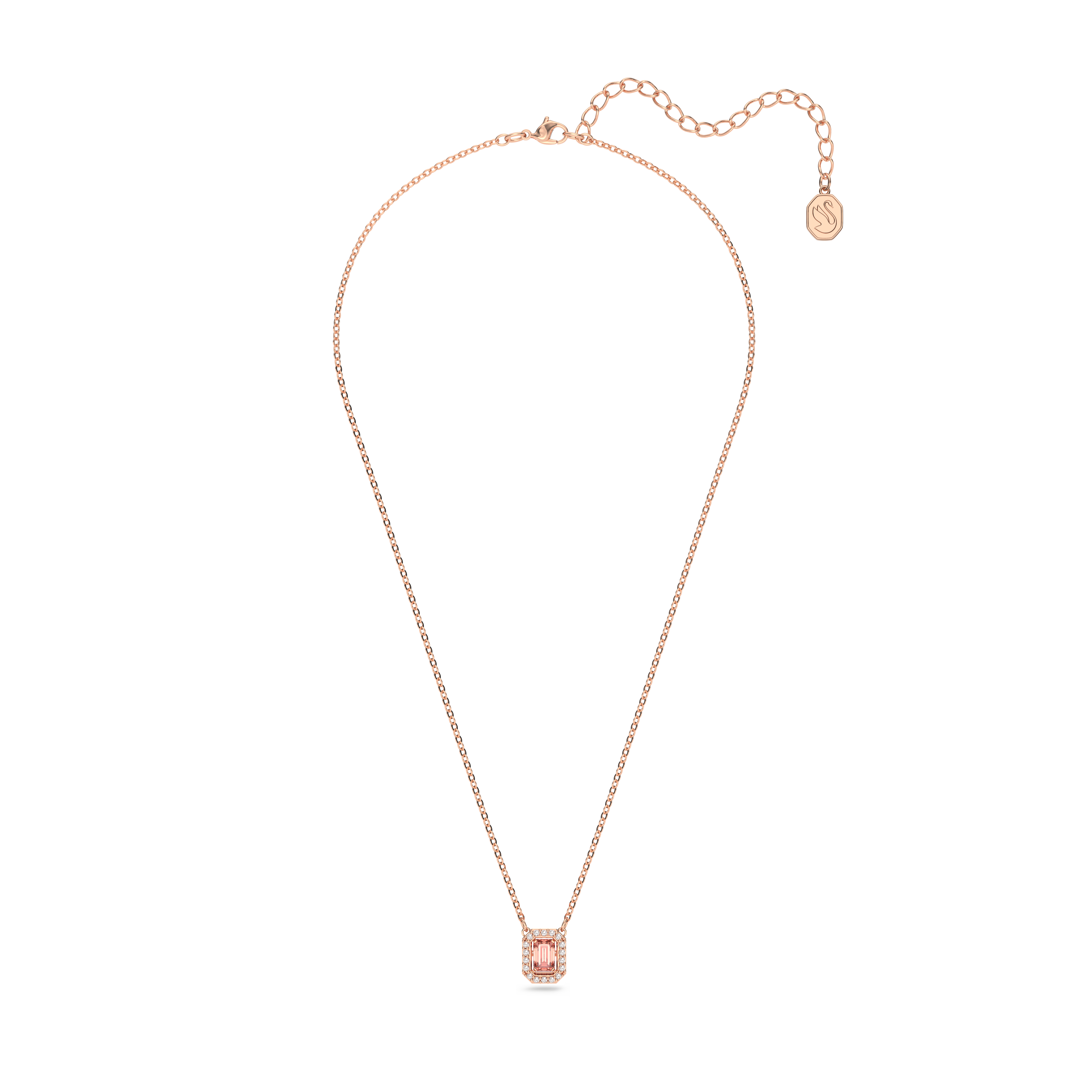 SWAROVSKI MILLENIA NECKLACE, OCTAGON CUT, PINK, ROSE GOLD-TONE PLATED 5614933