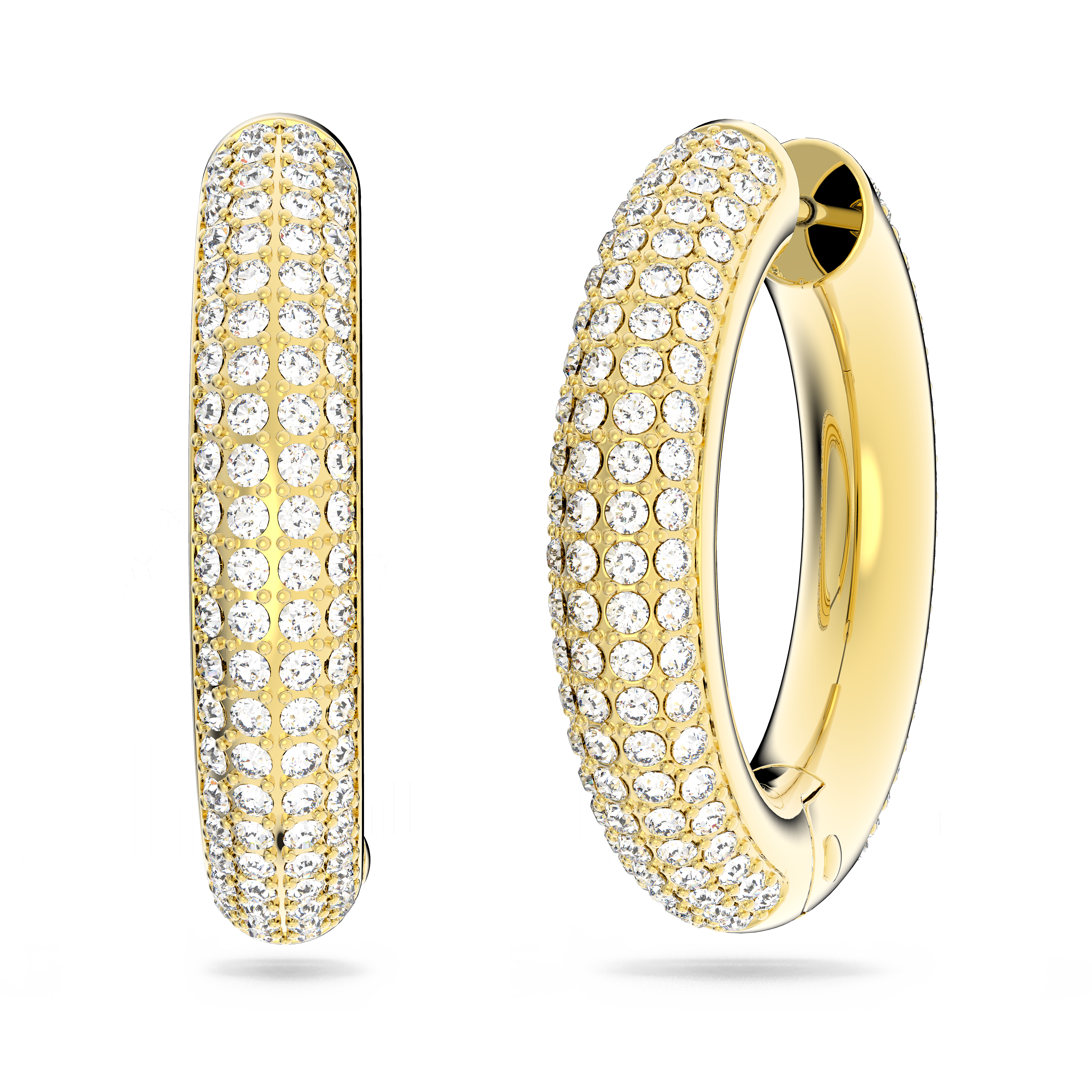 Swarovski Dextera hoop earrings, Medium, White, Gold-tone plated 5618305