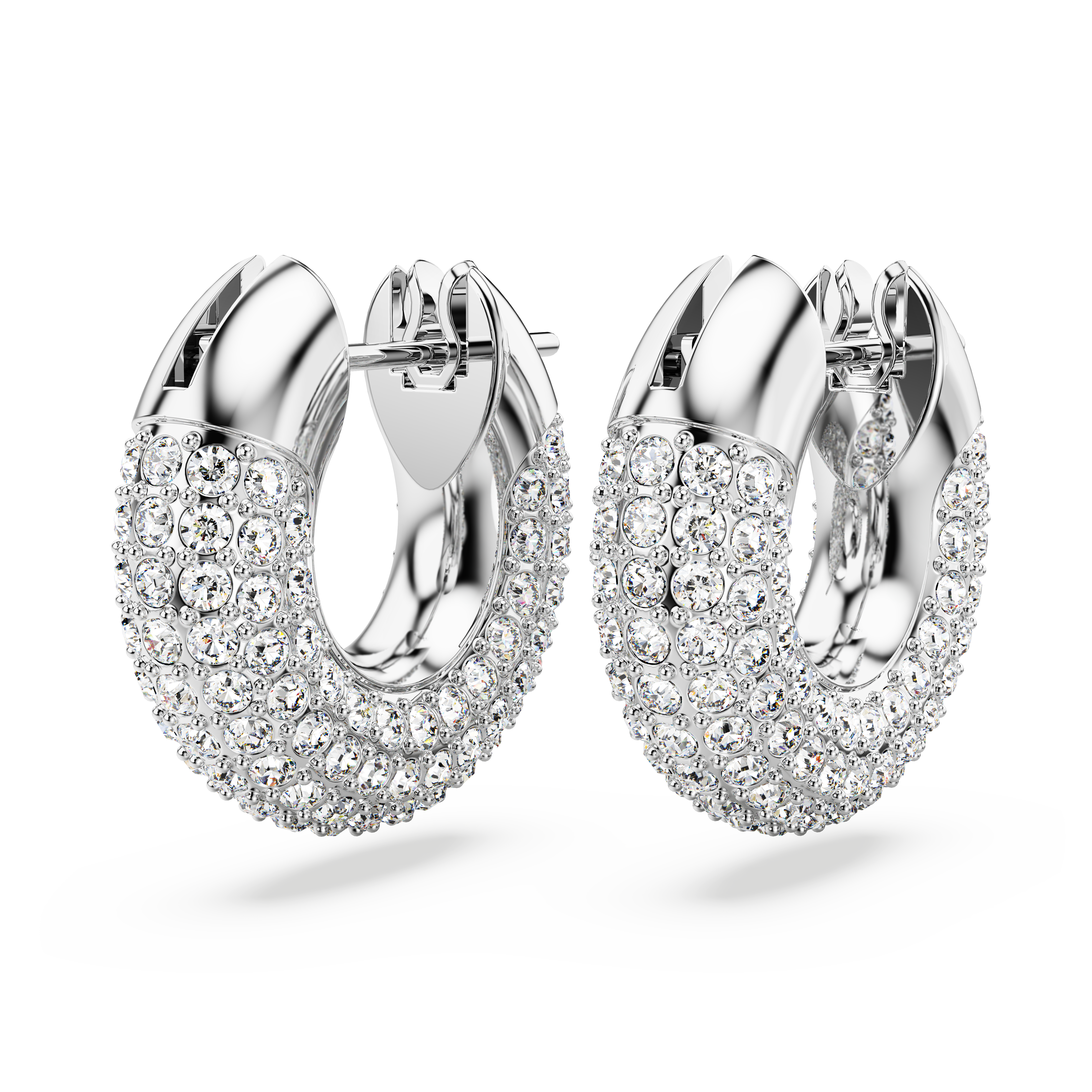 SWAROVSKI DEXTERA HOOP EARRINGS, SMALL, WHITE, RHODIUM PLATED 5618306