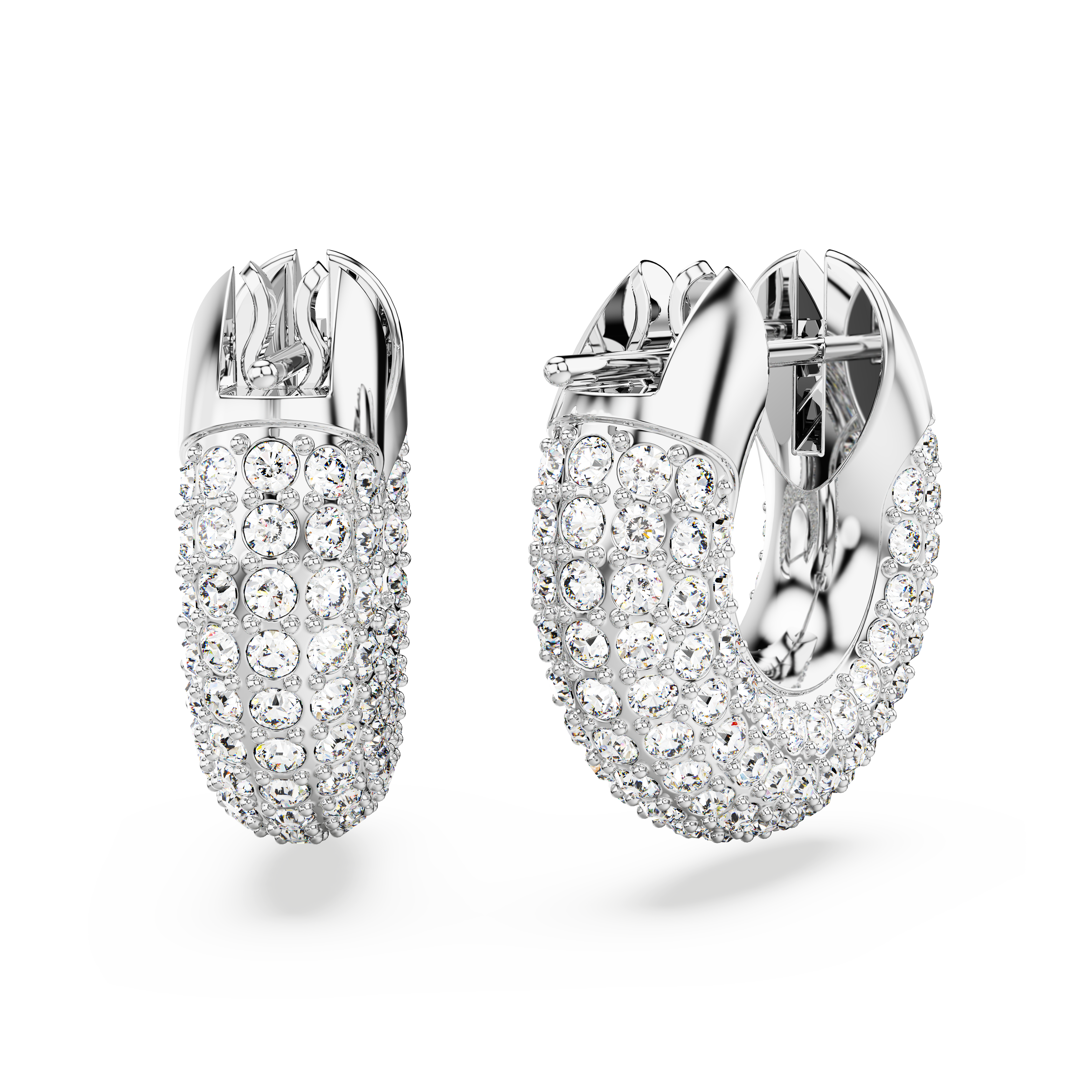 SWAROVSKI DEXTERA HOOP EARRINGS, SMALL, WHITE, RHODIUM PLATED 5618306