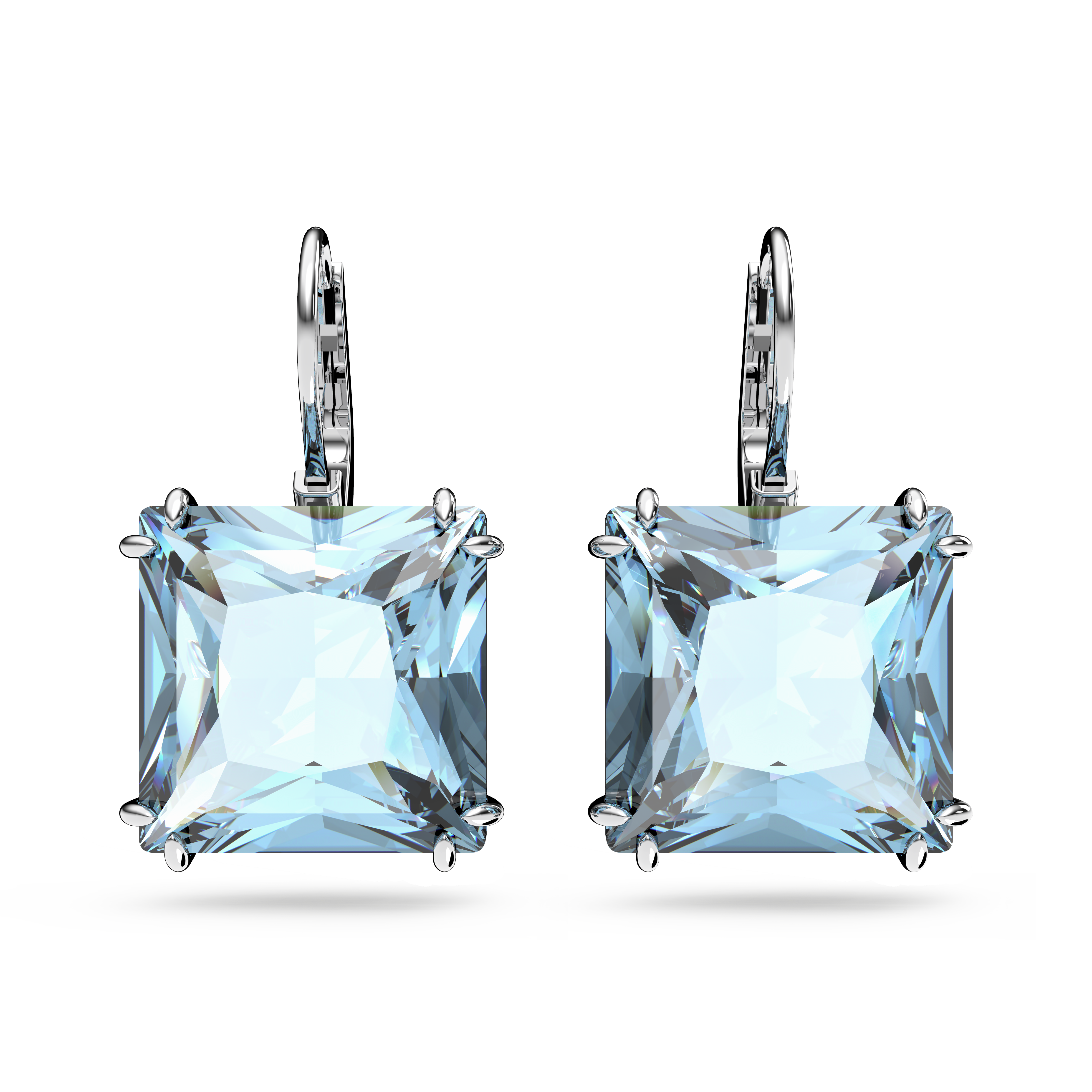 SWAROVSKI MILLENIA DROP EARRINGS, SQUARE CUT, BLUE, RHODIUM PLATED 5619472