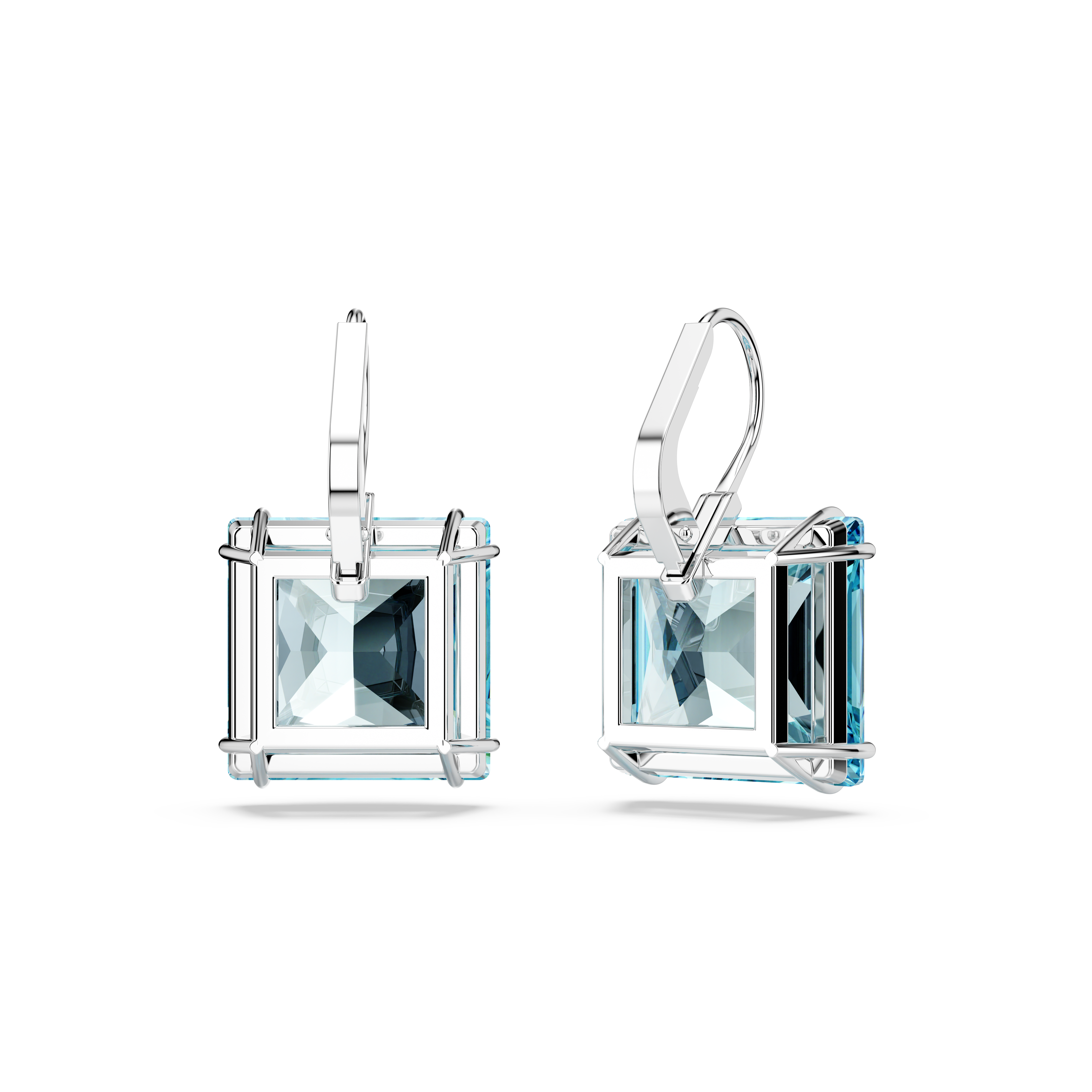 Swarovski Millenia drop earrings, Square cut, Blue, Rhodium plated 5619472
