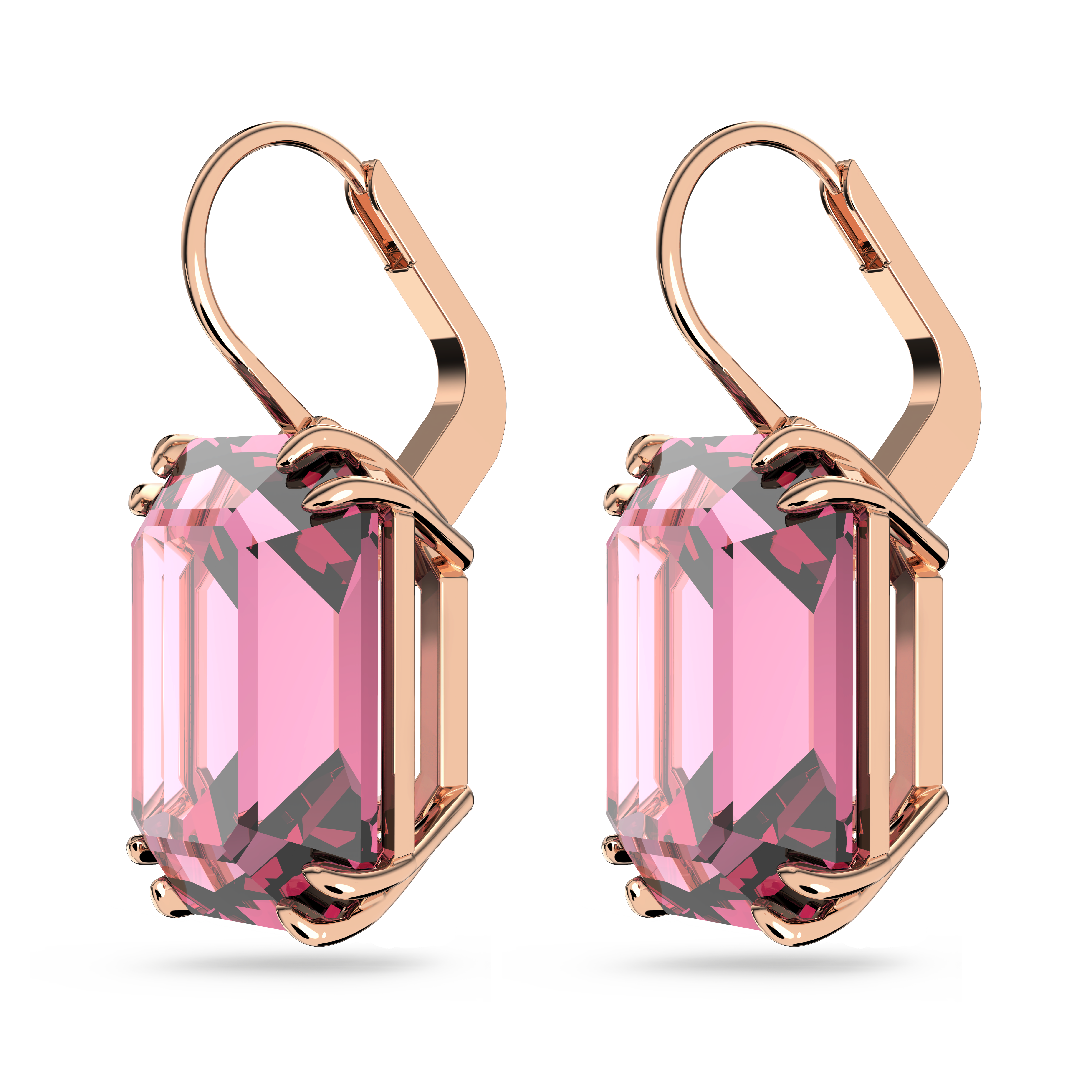 Swarovski Millenia drop earrings, Octagon cut, Pink, Rose gold-tone plated 5619502
