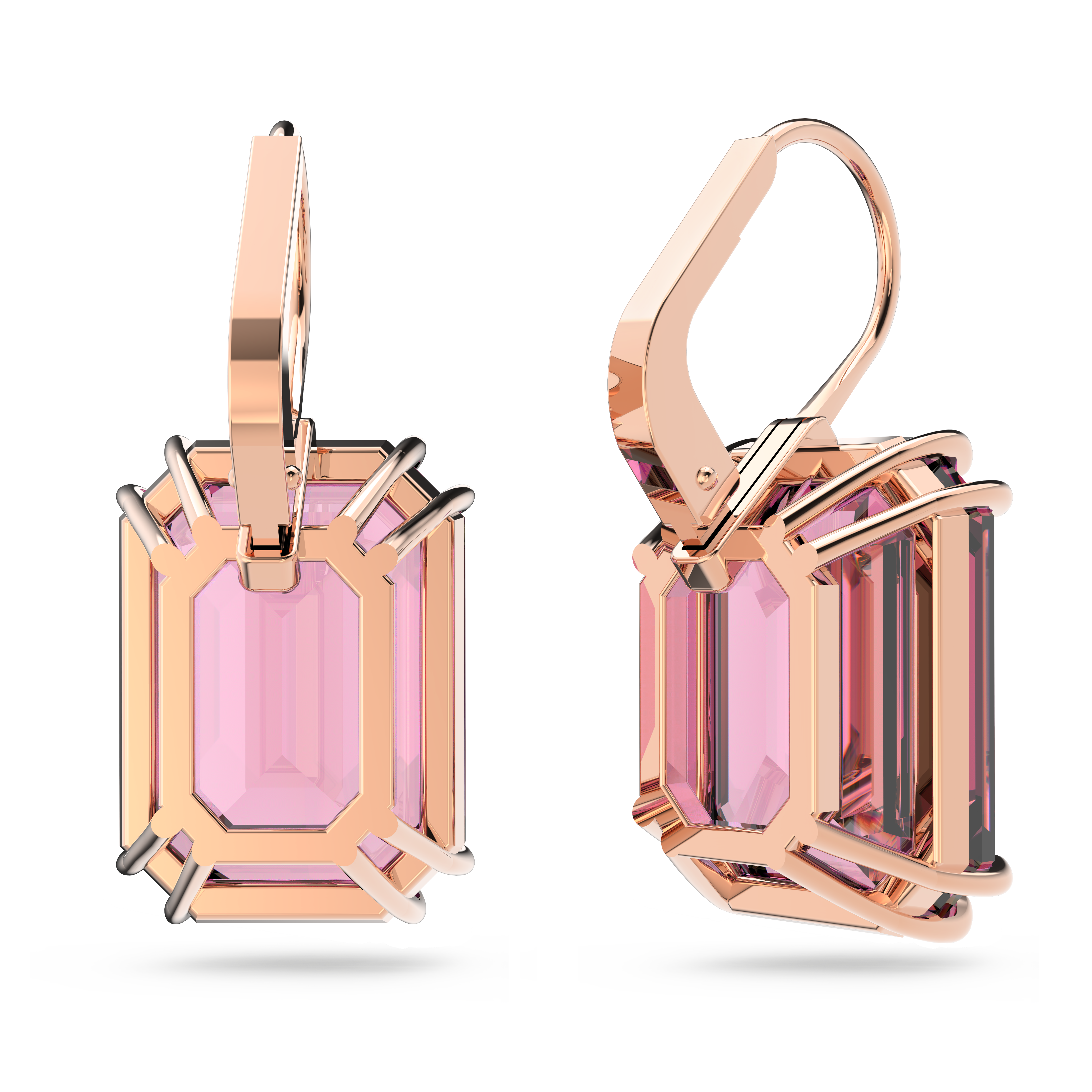 Swarovski Millenia drop earrings, Octagon cut, Pink, Rose gold-tone plated 5619502