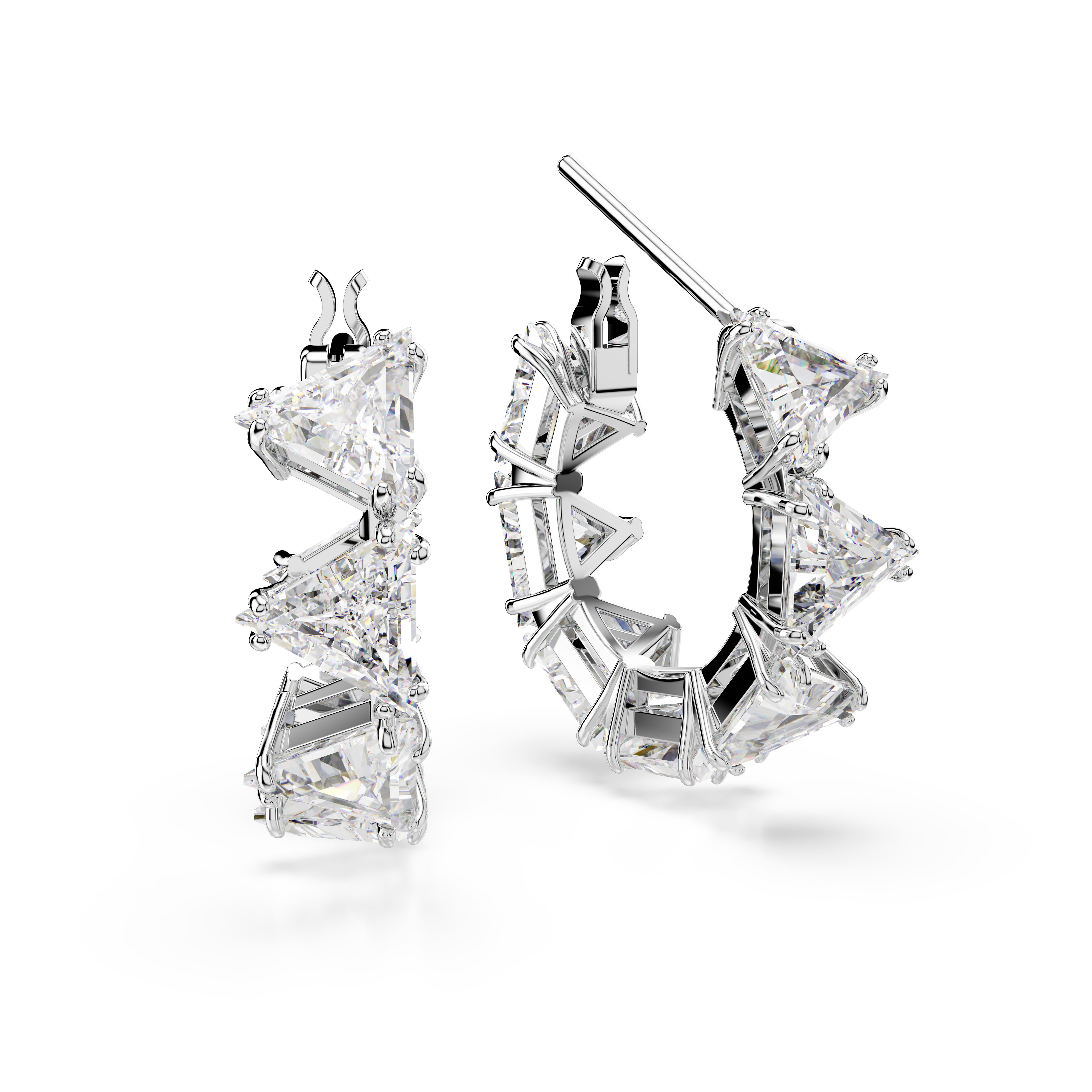 Swarovski Matrix hoop earrings, White, Rhodium plated 5632467