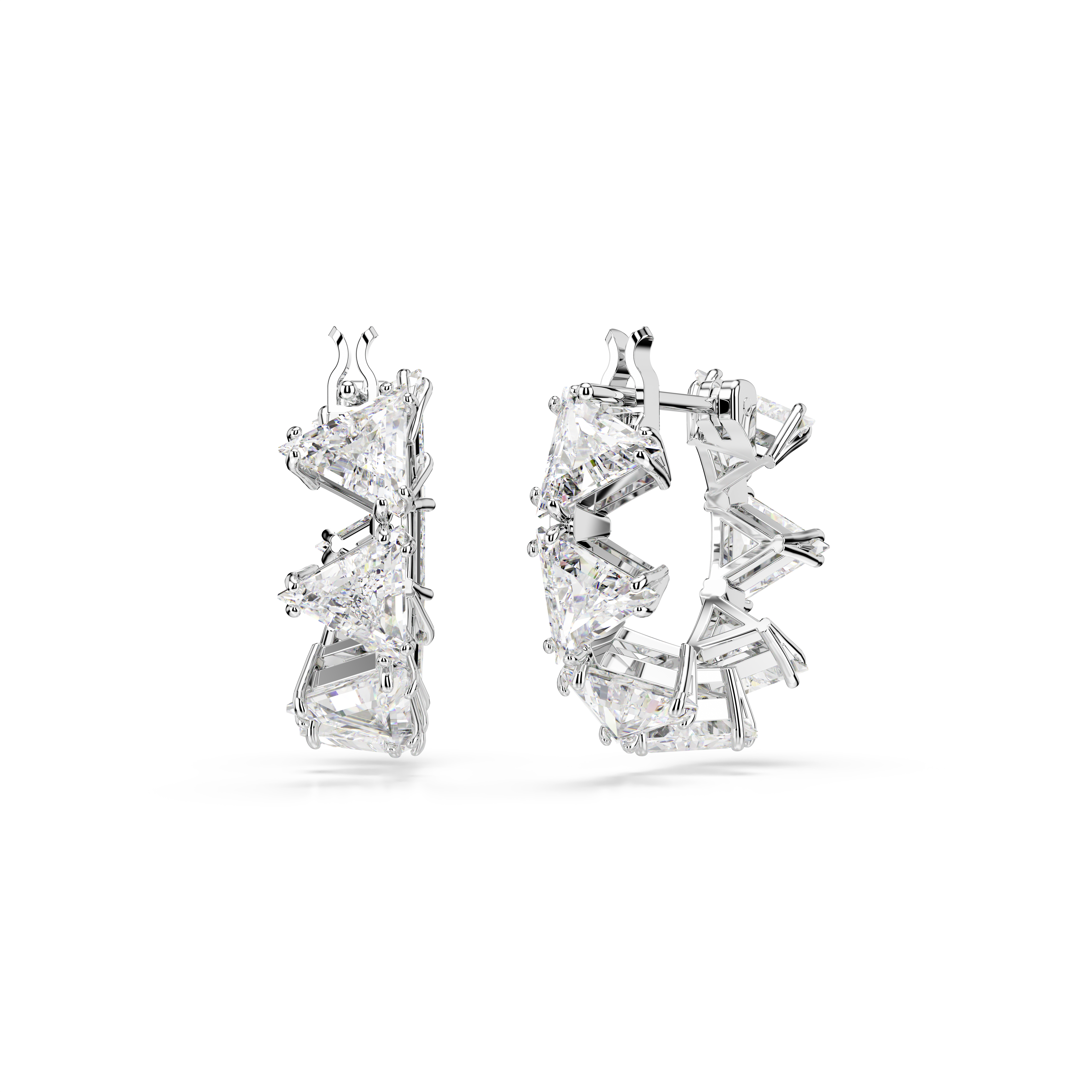 Swarovski Matrix hoop earrings, White, Rhodium plated 5632467