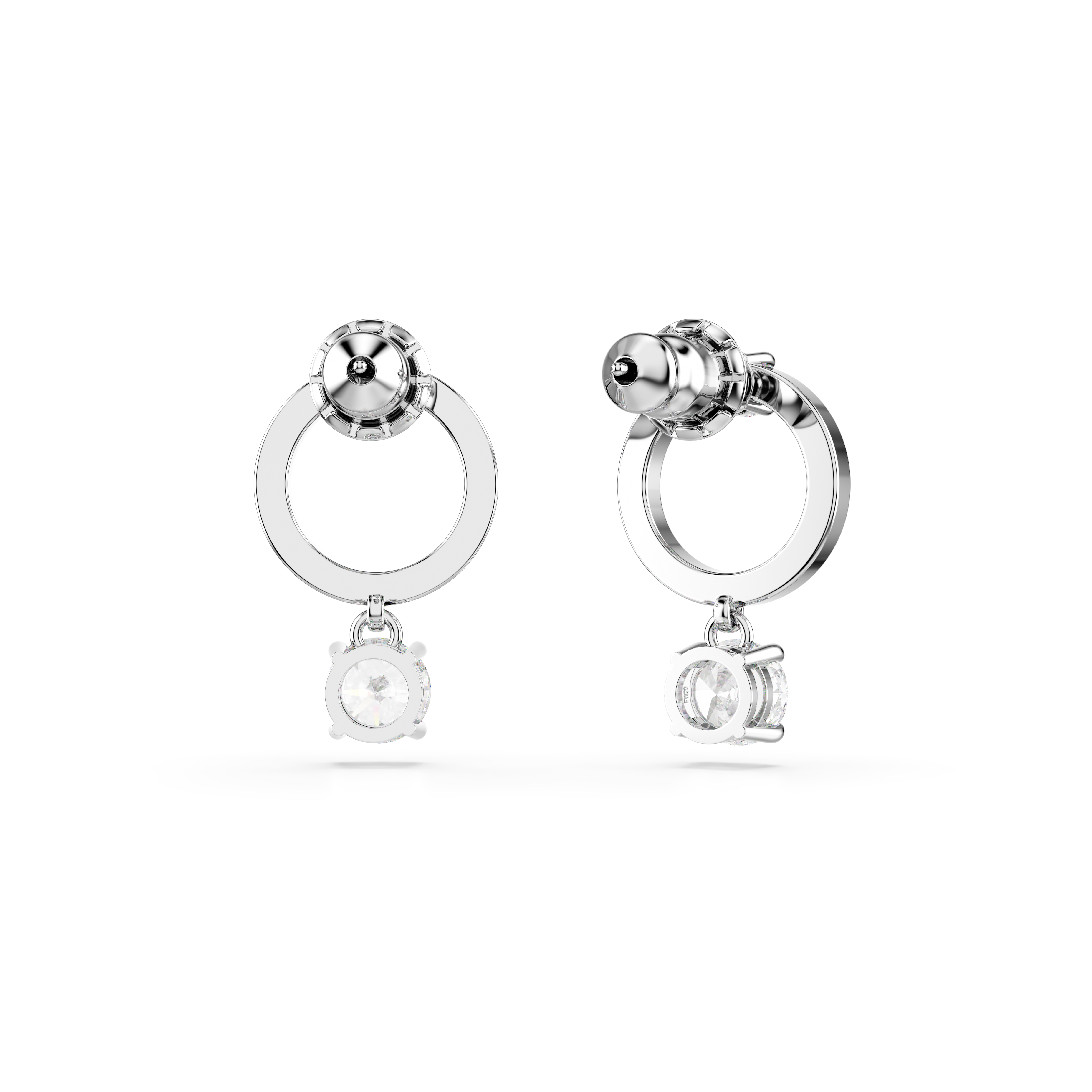 Swarovski Constella hoop earrings, Round cut, White, Rhodium plated 5633835