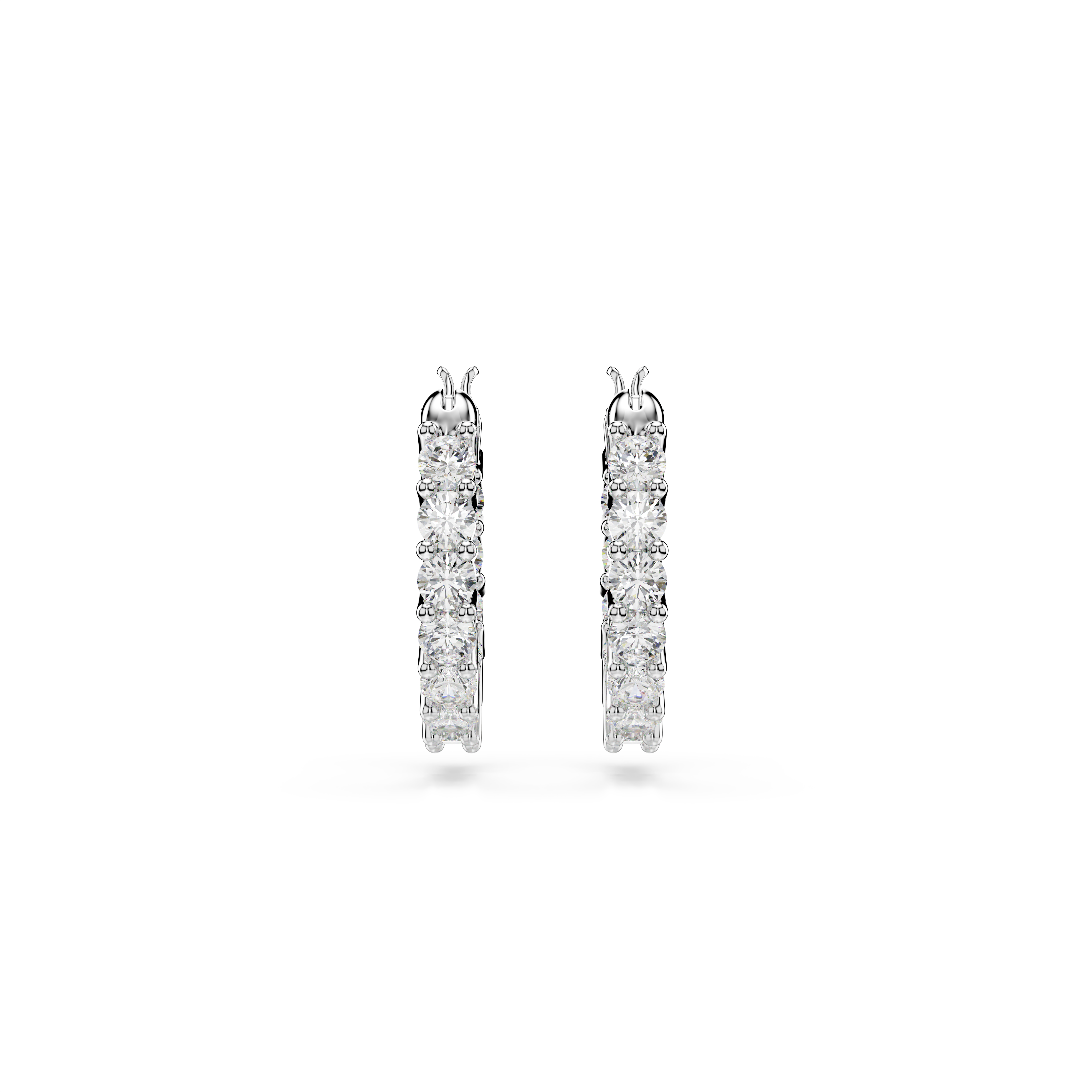 Swarovski Matrix Vittore hoop earrings, Round cut, White, Rhodium plated 5633866