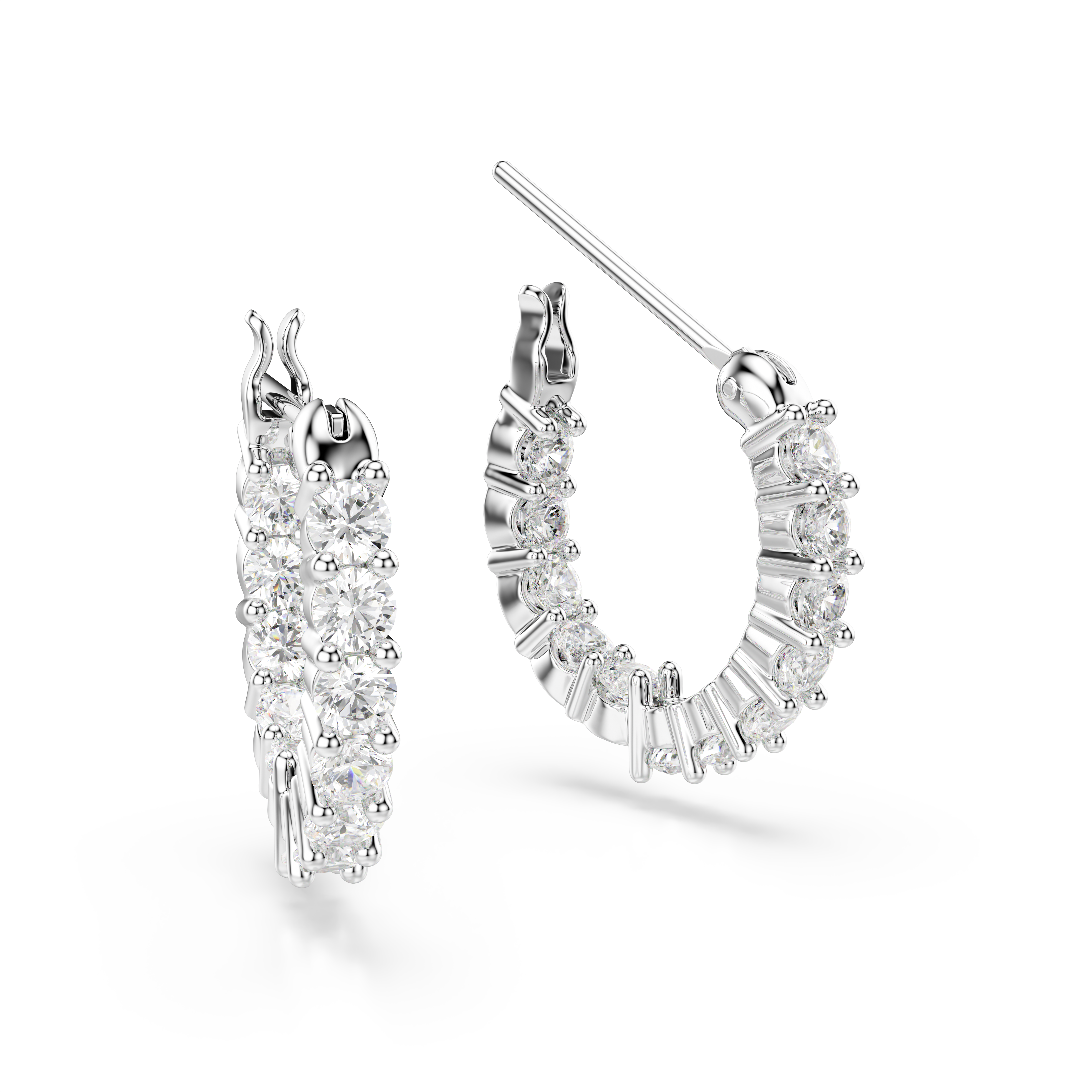 Swarovski Matrix Vittore hoop earrings, Round cut, White, Rhodium plated 5633866