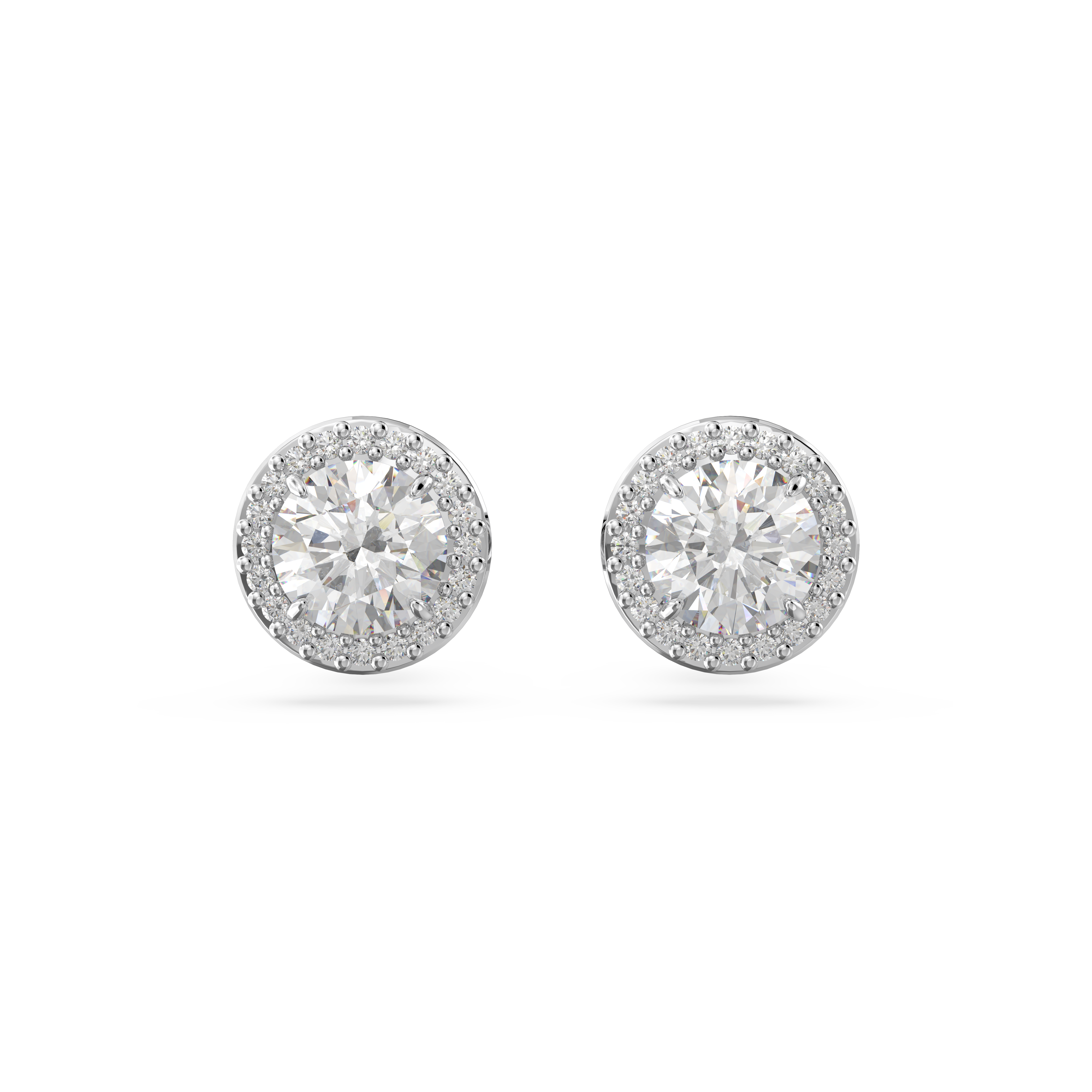 SWAROVSKI CONSTELLA STUD EARRINGS, ROUND CUT, PAVÉ, WHITE, RHODIUM PLATED 5636269