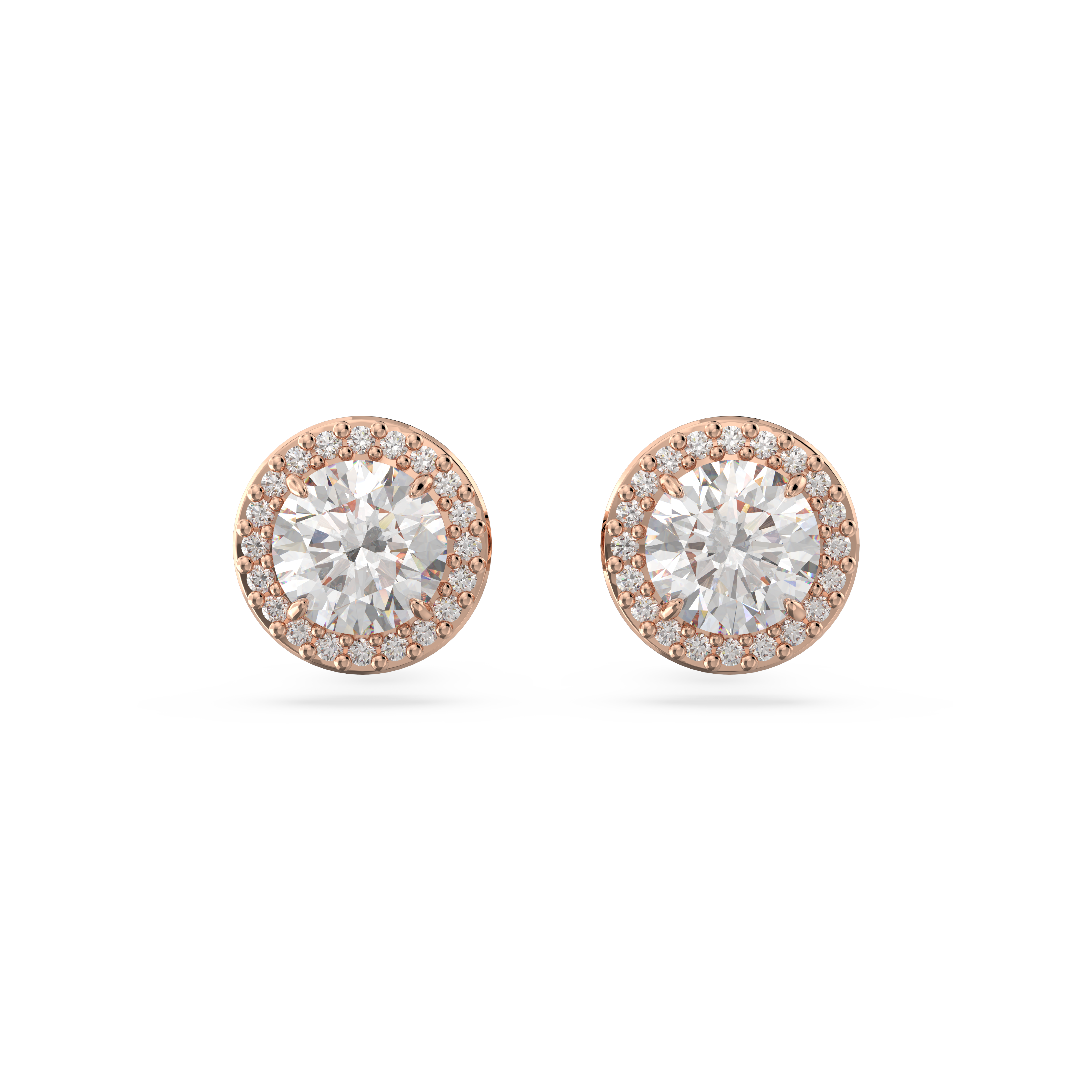 SWAROVSKI CONSTELLA STUD EARRINGS, ROUND CUT, PAVÉ, WHITE, ROSE GOLD-TONE PLATED 5636275