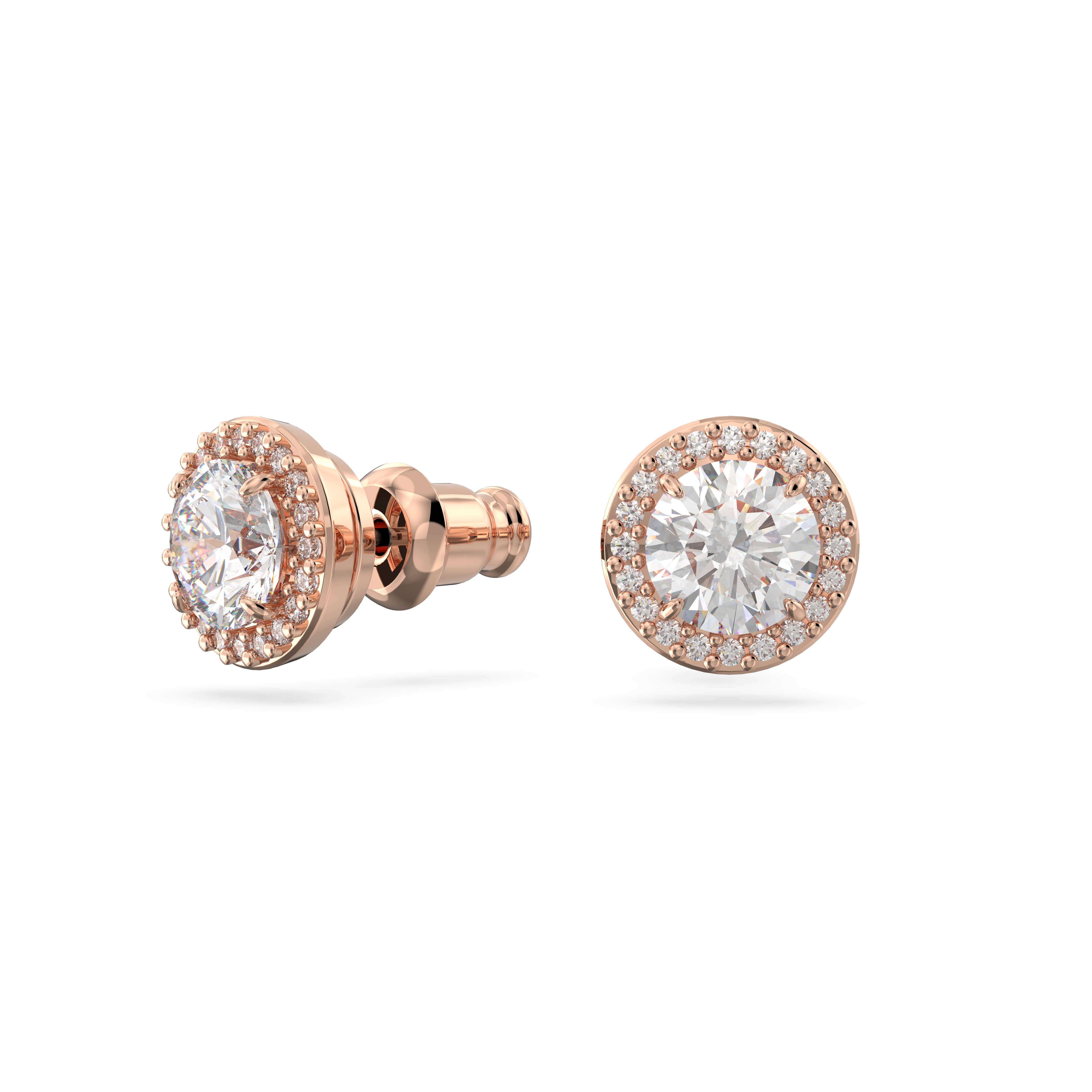 SWAROVSKI CONSTELLA STUD EARRINGS, ROUND CUT, PAVÉ, WHITE, ROSE GOLD-TONE PLATED 5636275