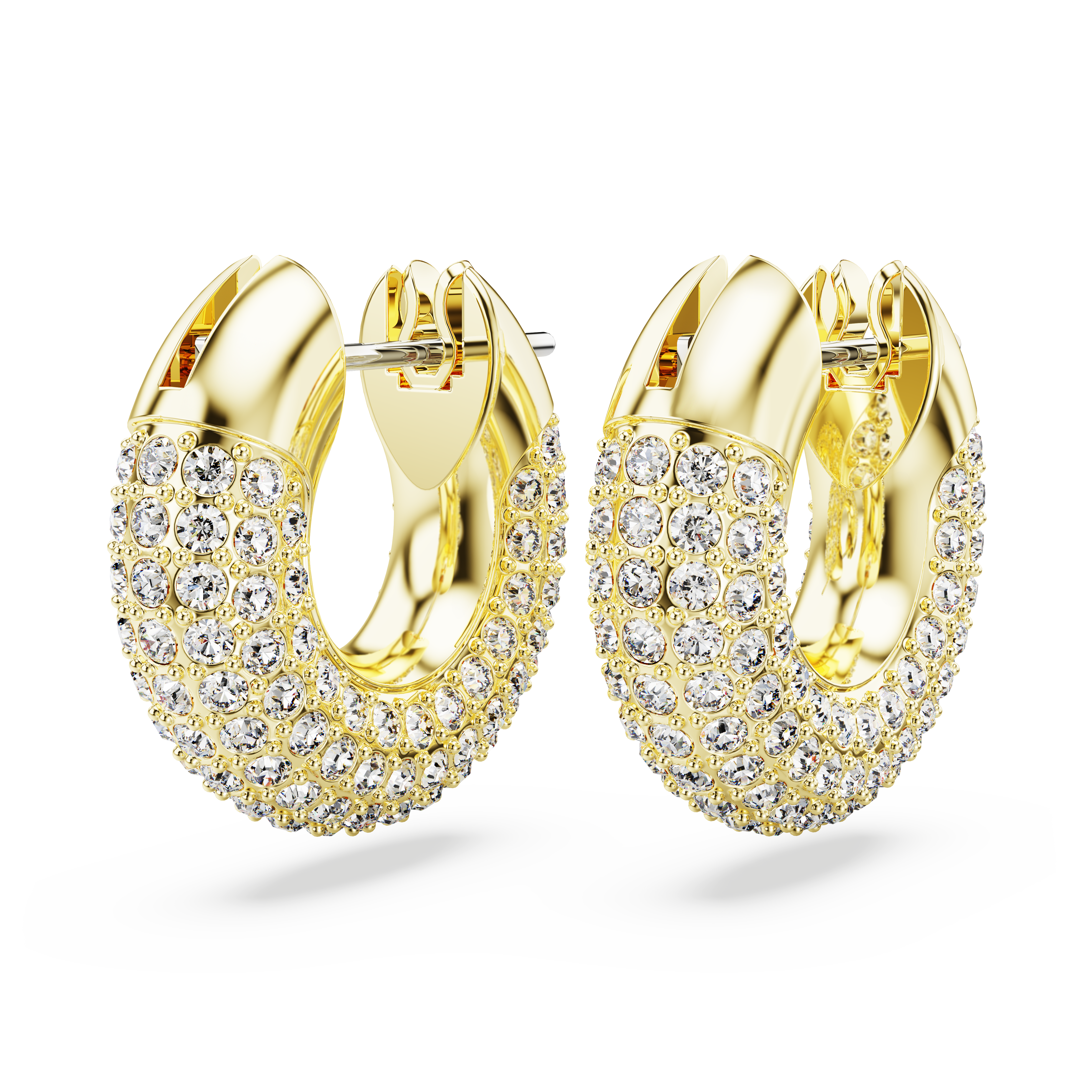 Swarovski Dextera hoop earrings, Small, White, Gold-tone plated 5636530