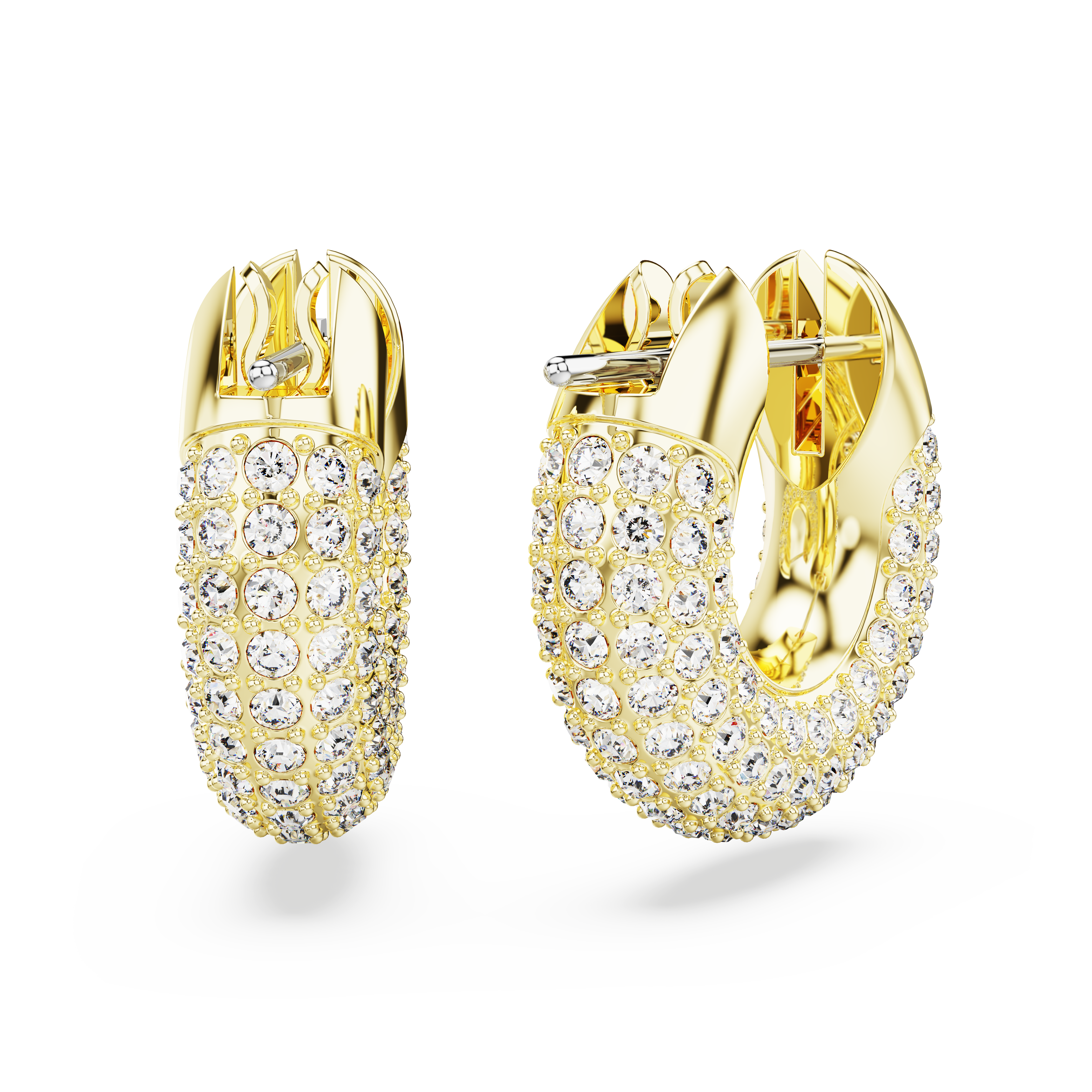 Swarovski Dextera hoop earrings, Small, White, Gold-tone plated 5636530